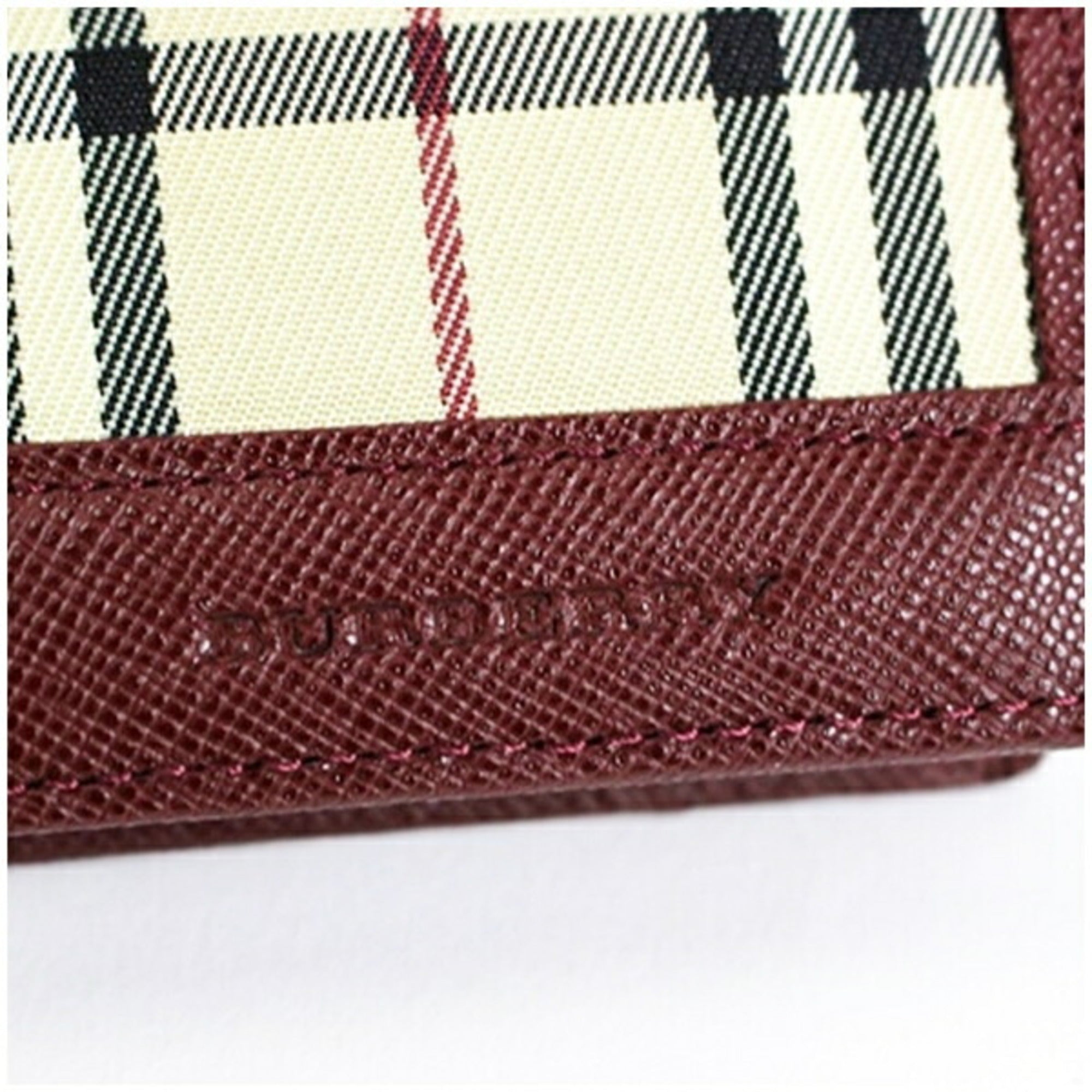 Burberry Beige Black Wine Canvas Leather Coin Purse/Coin Case (Pre-Owned)