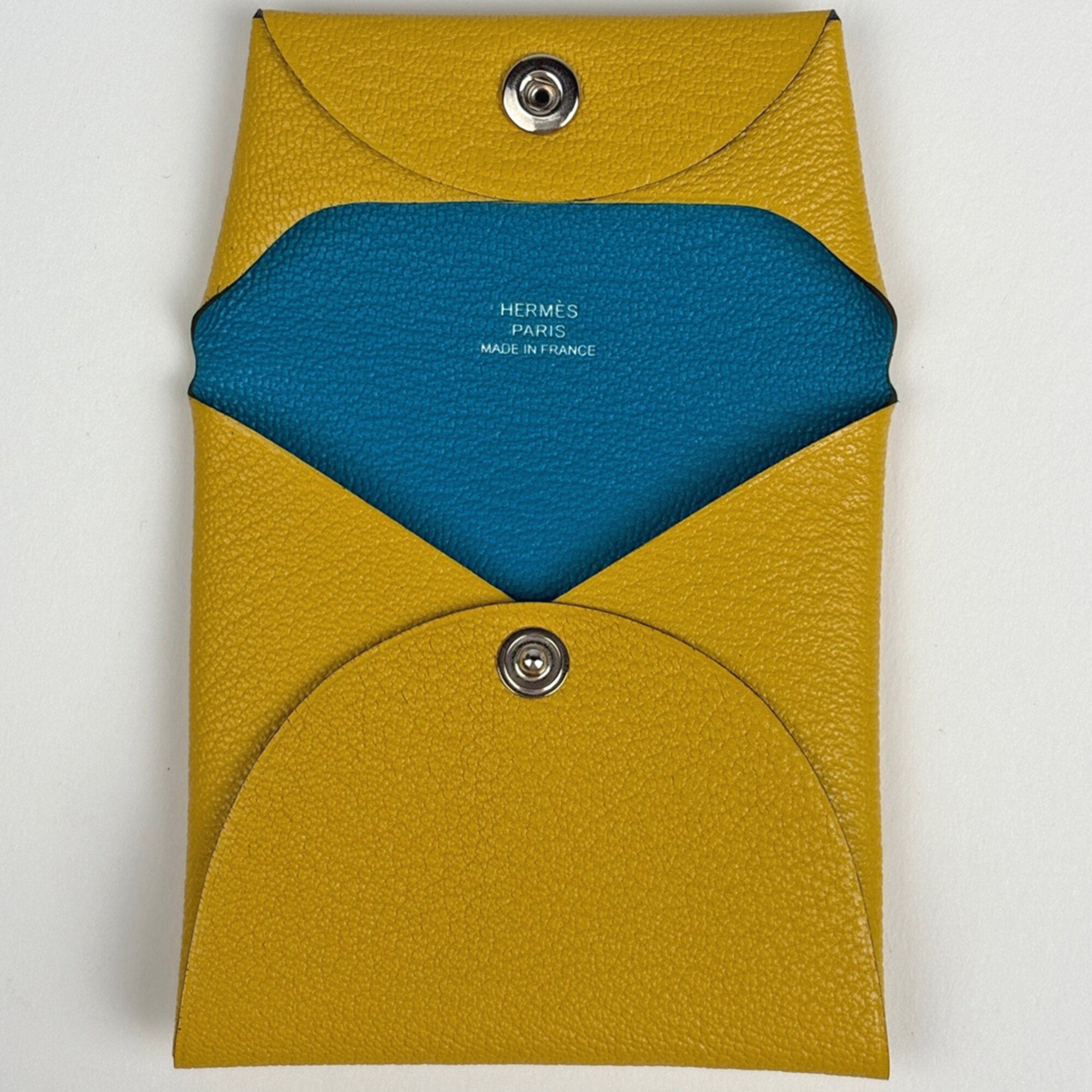 Hermes Bastia Yellow Leather Coin Purse/Coin Case (Pre-Owned)