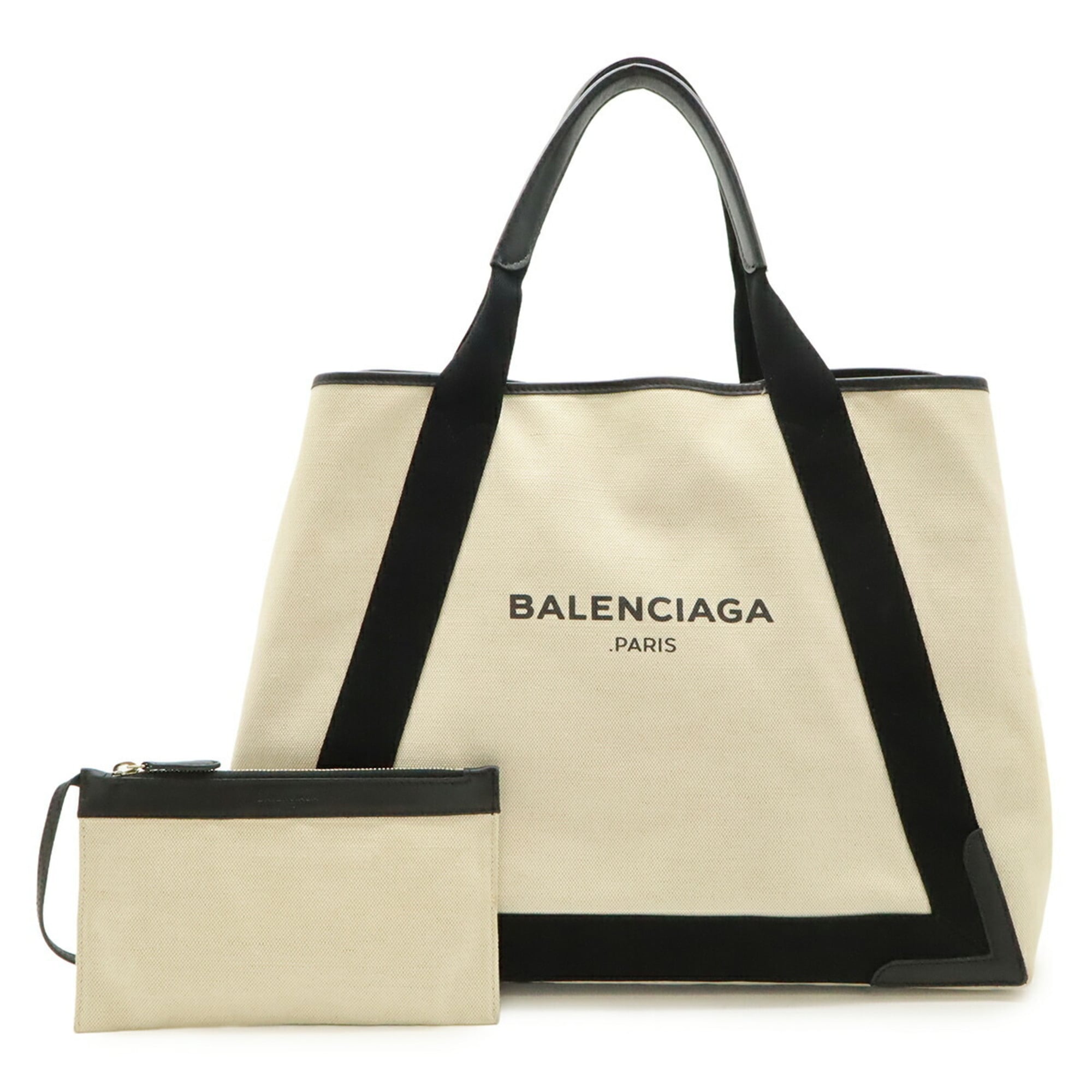 Balenciaga Black Navy Canvas Pouch Shoulder Bag Tote Bag (Pre-Owned)