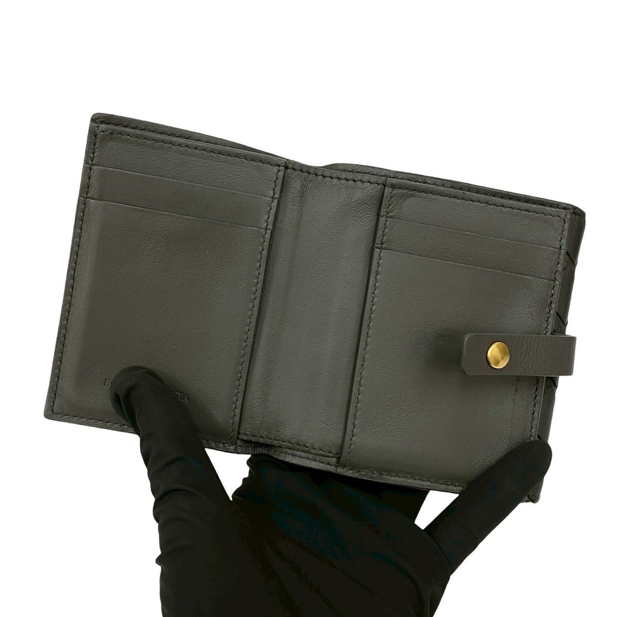 Bottega Veneta Gray Leather Wallet (Bi-Fold) (Pre-Owned)
