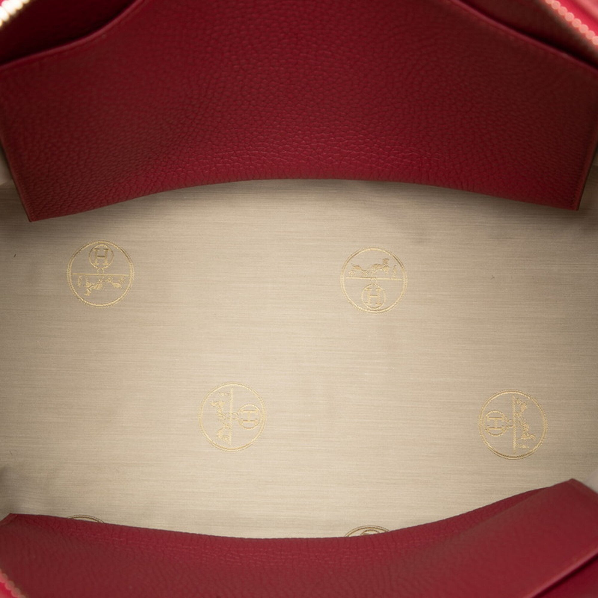 Hermes Pink Red Color Taurillon Clemence Leather Handbag (Pre-Owned)