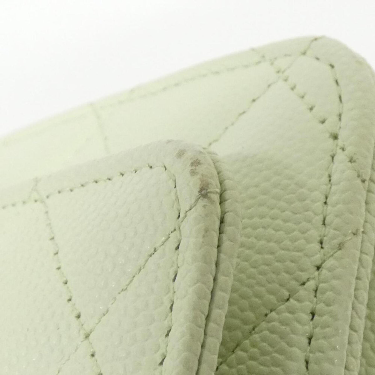 Chanel Light Green Grained Calfskin Chain/Shoulder Wallet (Pre-Owned)
