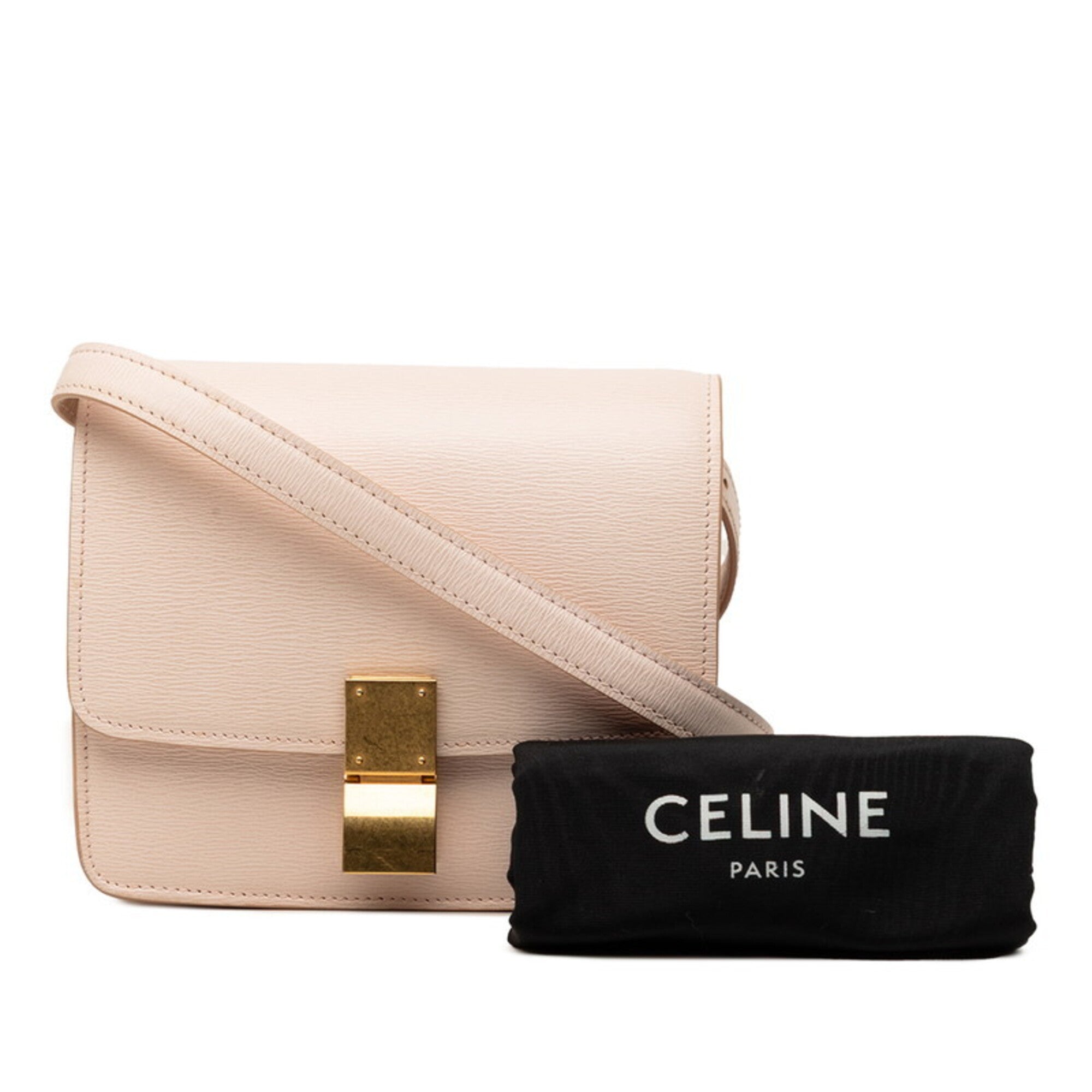 Celine Pink Beige Leather Shoulder Bag (Pre-Owned)