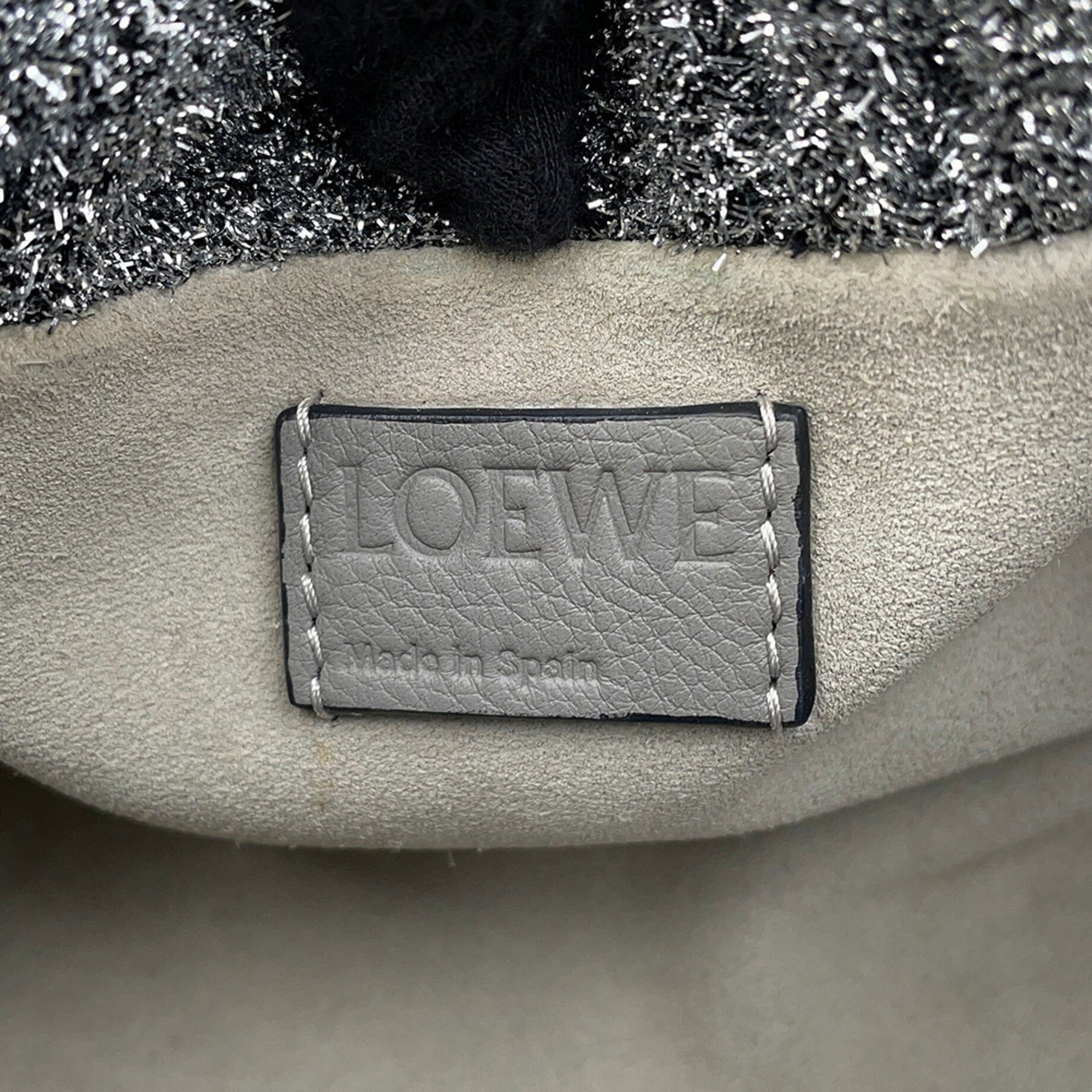 Loewe Flamenco Silver Leather Handbag Shoulder Bag (Pre-Owned)