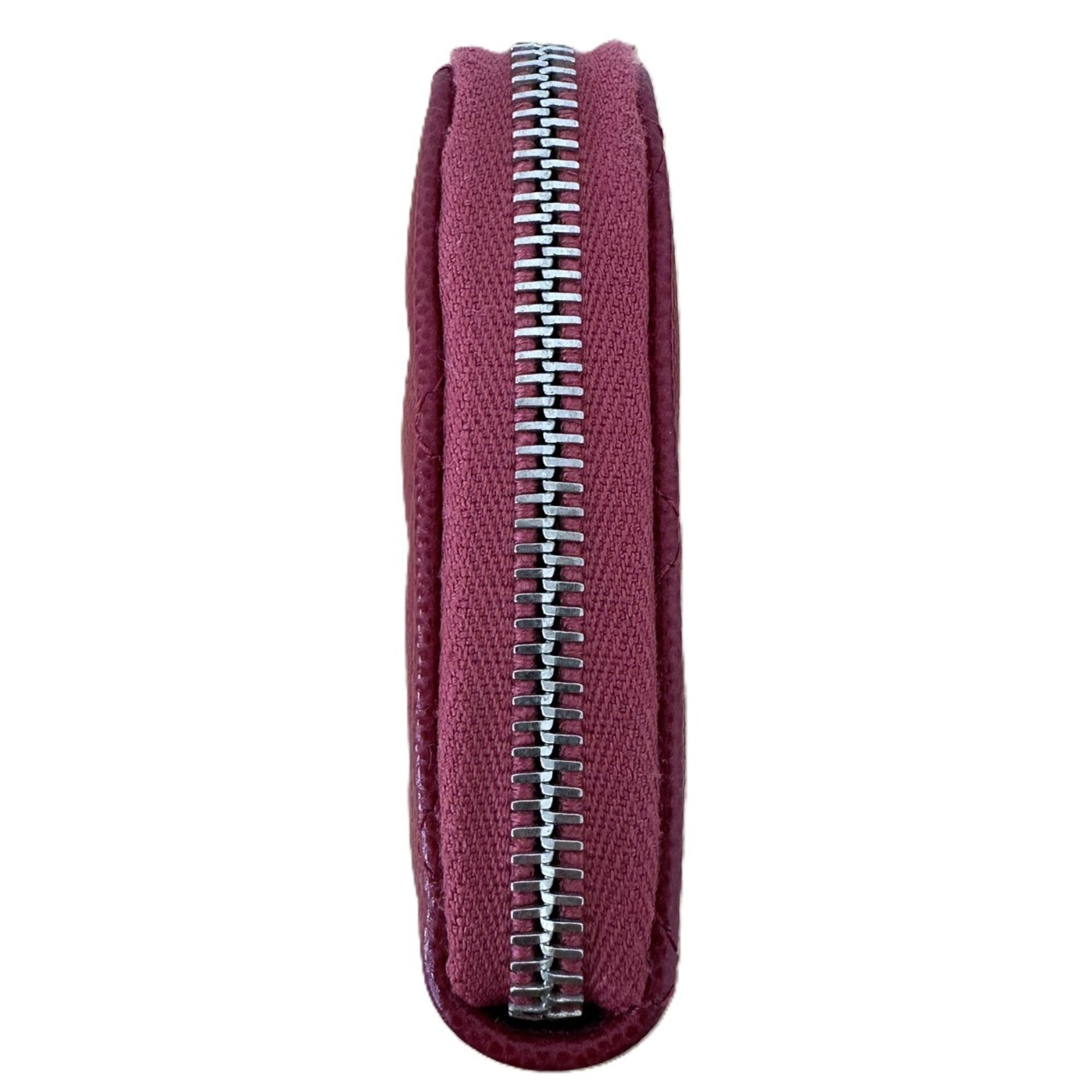 Chanel Matelasse Red Color Grained Calfskin Long Wallet (Bi-Fold) (Pre-Owned)