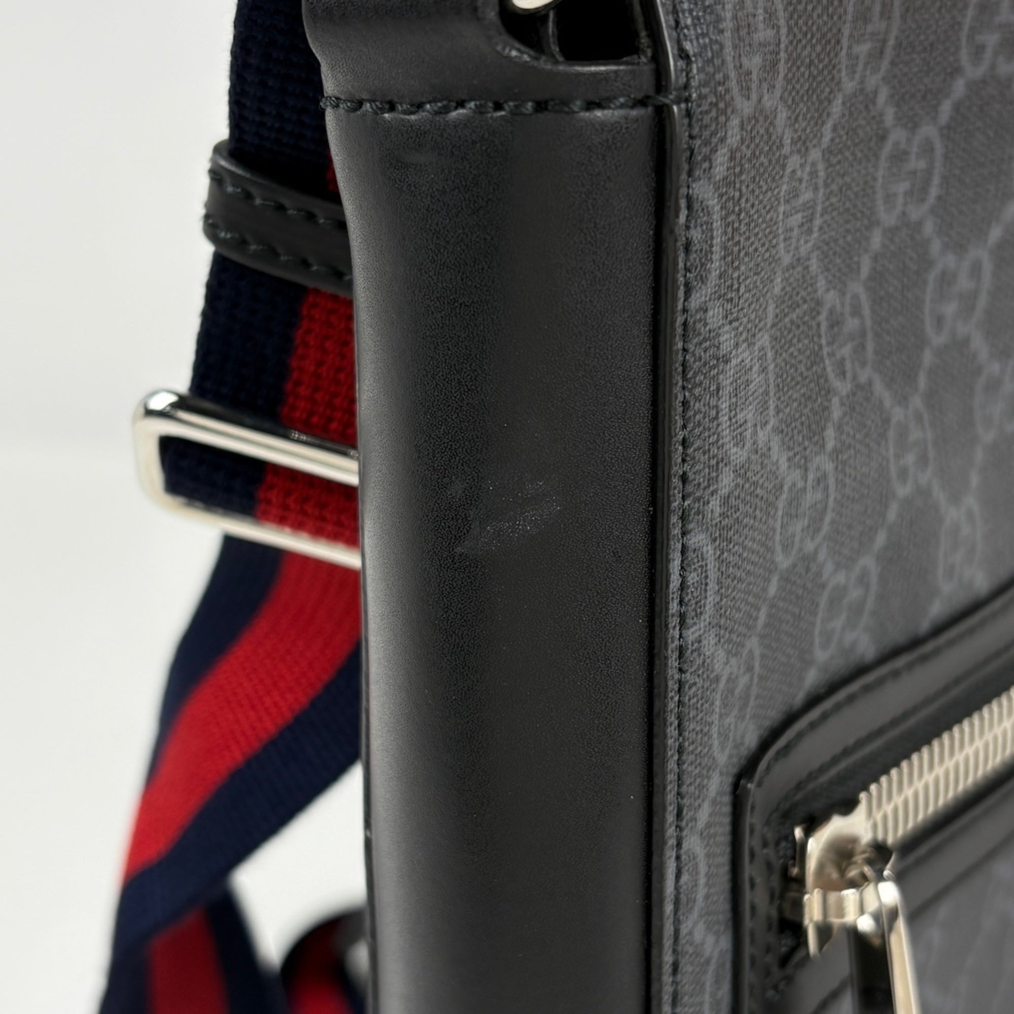 Gucci Sherry Line Black Coated Canvas Leather Shoulder Bag (Pre-Owned)