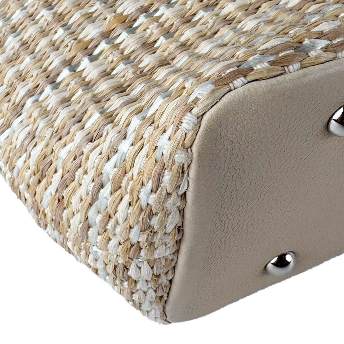 Chanel Light Beige Raffia Leather Handbag Shoulder Bag (Pre-Owned)