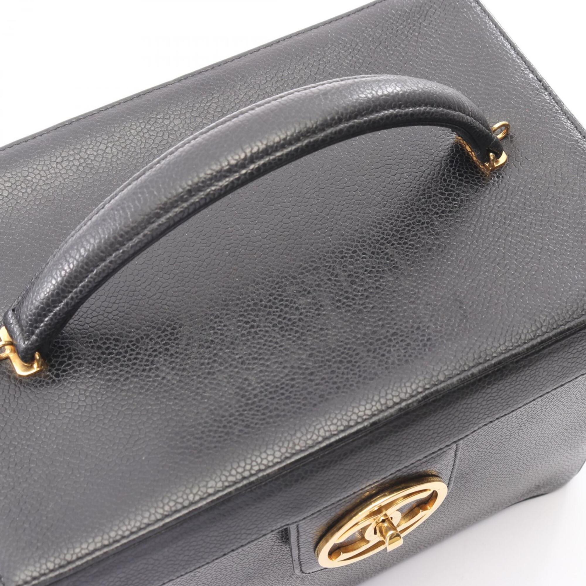 Chanel Black Grained Calfskin Handbag (Pre-Owned)