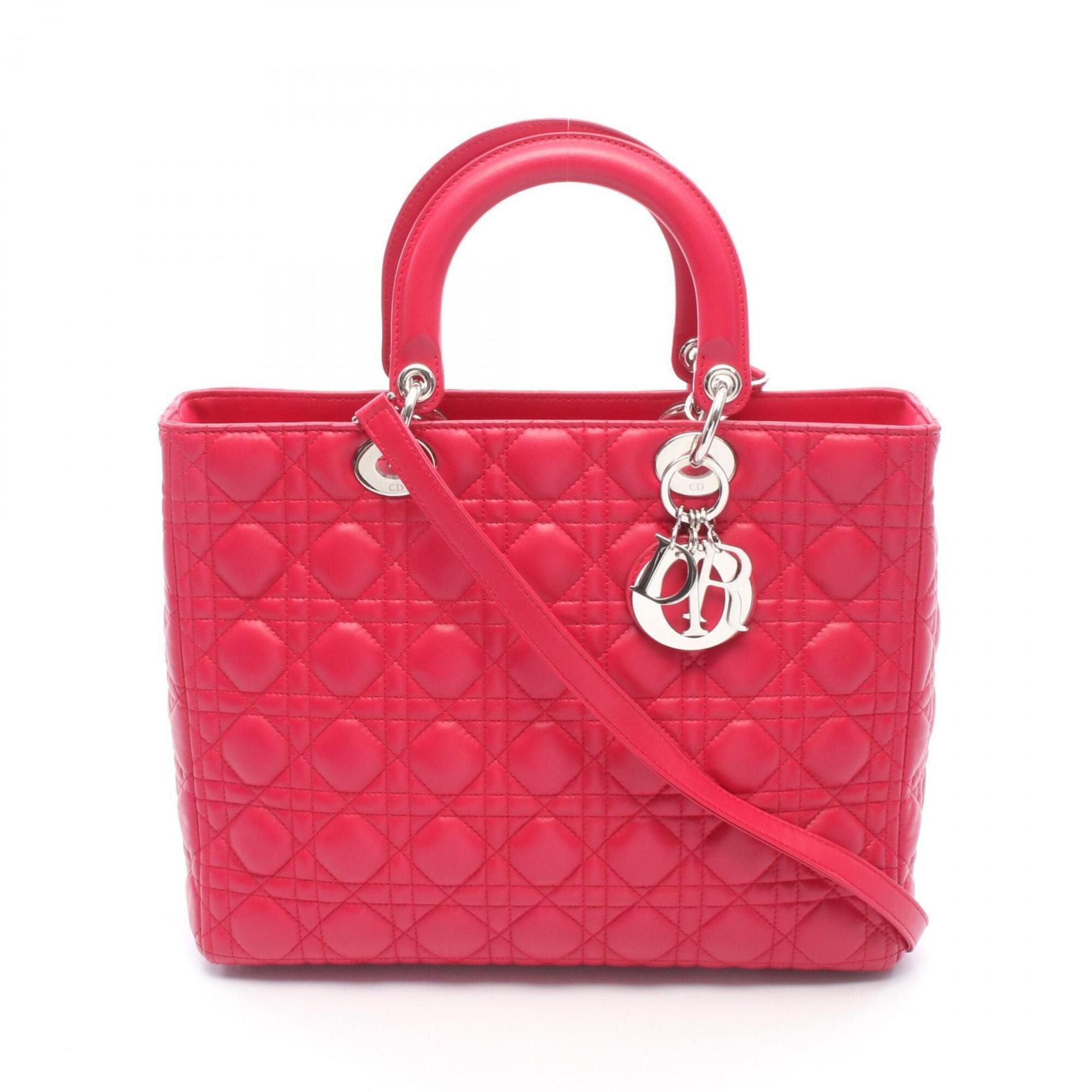 Christian Dior Lady Dior Pink Leather Handbag (Pre-Owned)