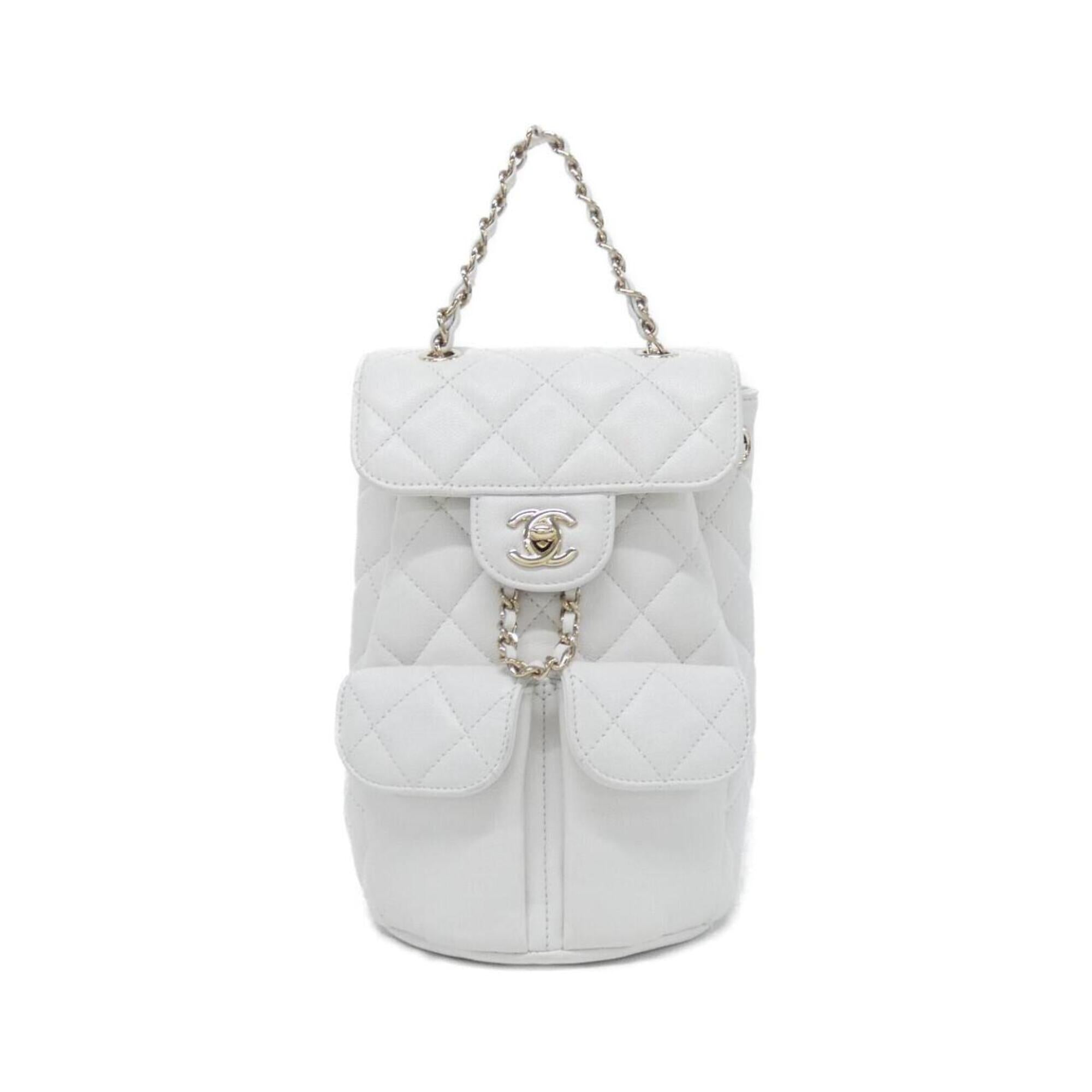 Chanel White Grained Calfskin Backpack (Pre-Owned)