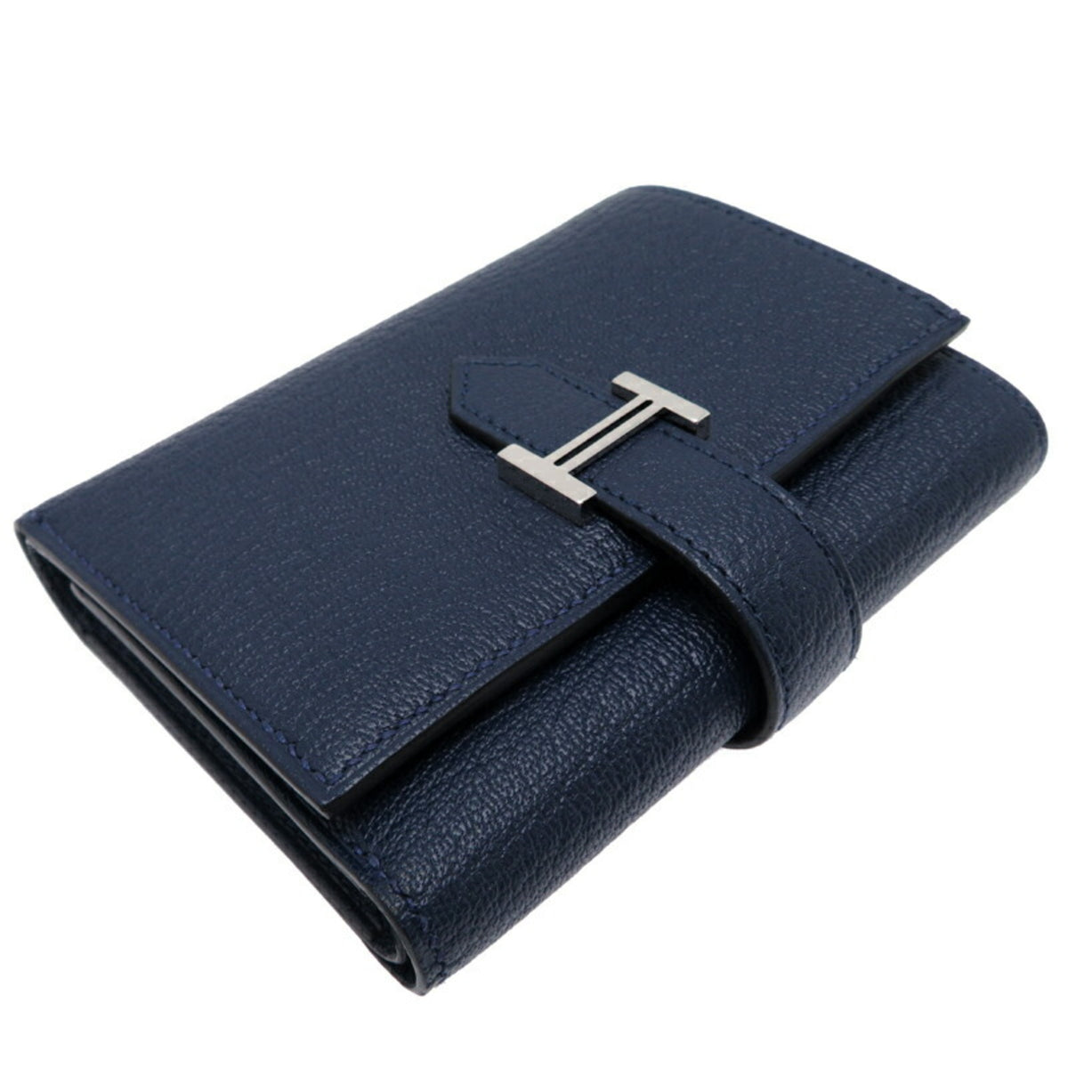 Hermes Navy Chevre Leather Wallet (Tri-Fold) (Pre-Owned)