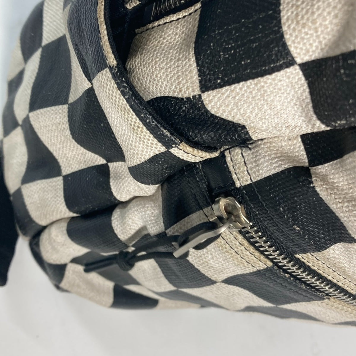 Saint Laurent Beige Black Coated Canvas Leather Backpack (Pre-Owned)