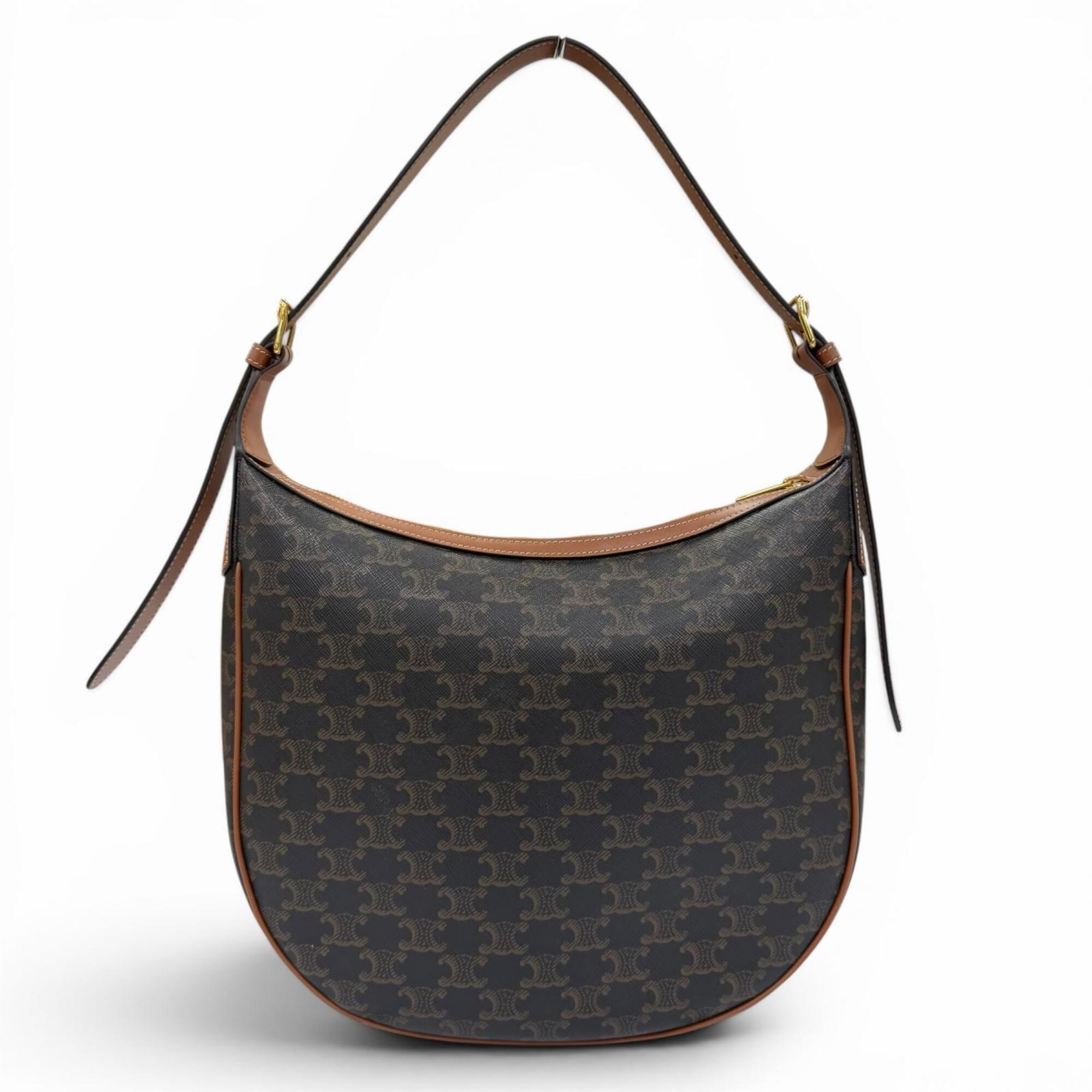 Celine Brown Canvas Handbag Shoulder Bag (Pre-Owned)