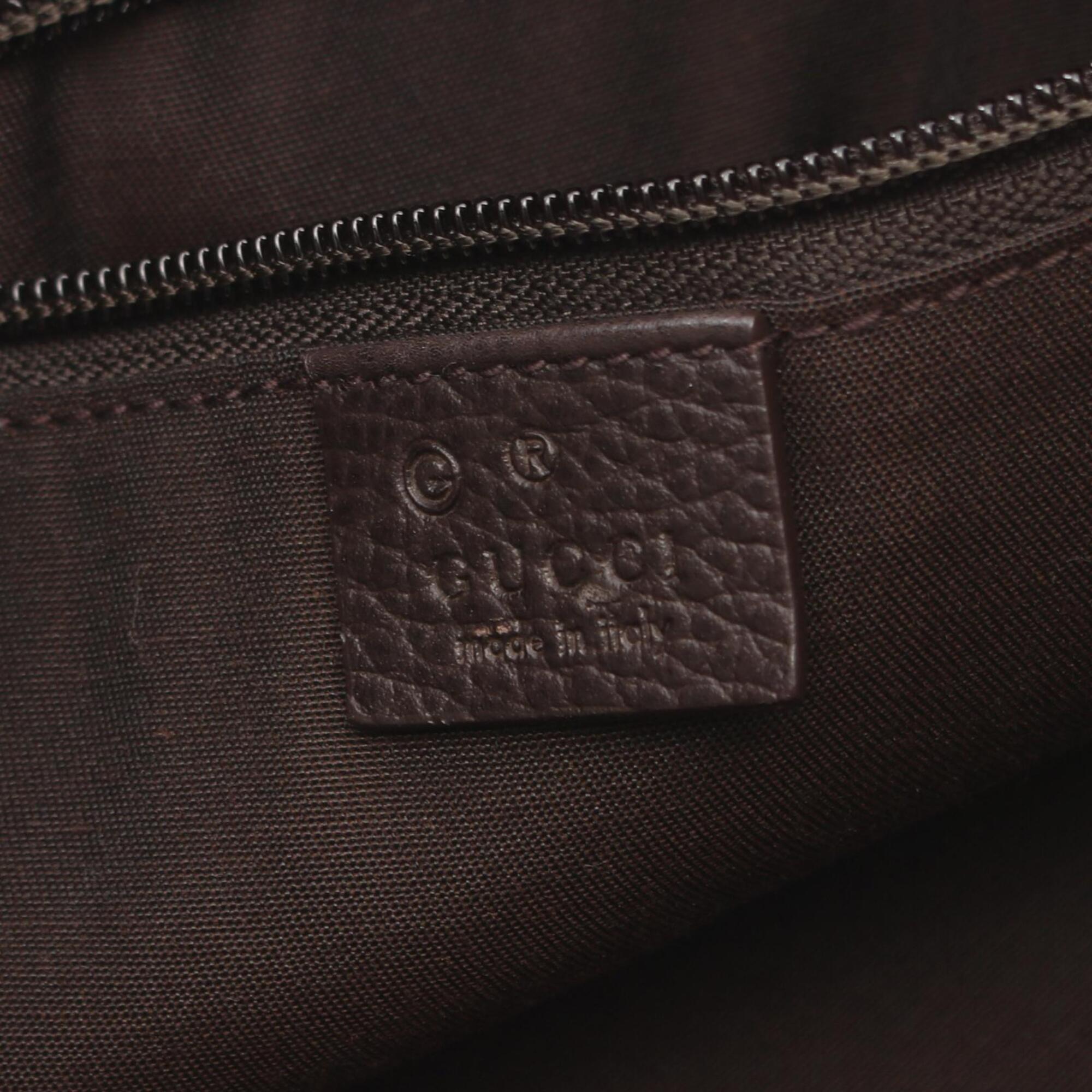 Gucci Beige Brown Canvas Leather Boston Bag Handbag (Pre-Owned)
