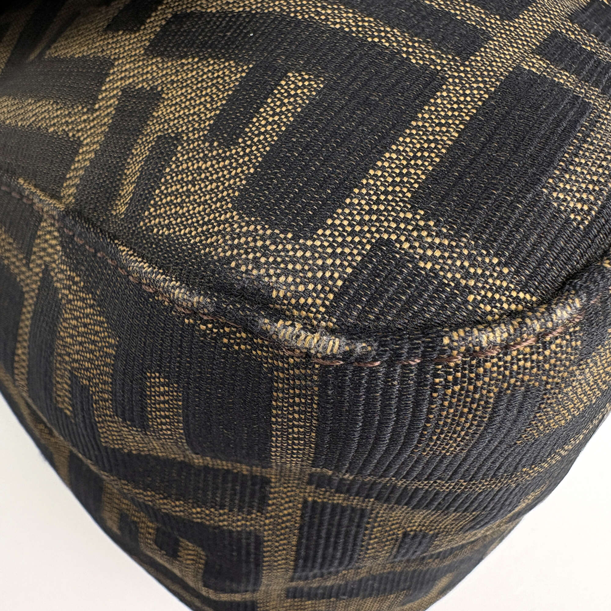 Fendi Zucca Brown Canvas Leather Shoulder Bag (Pre-Owned)