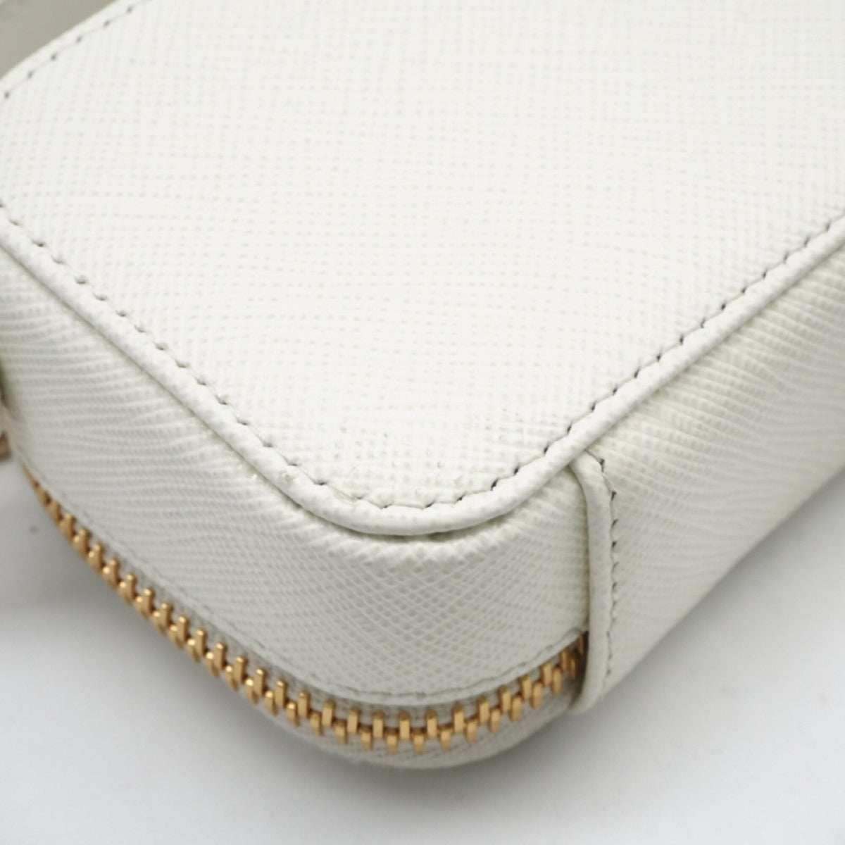 Prada Saffiano White Saffiano Pouch Shoulder Bag (Pre-Owned)