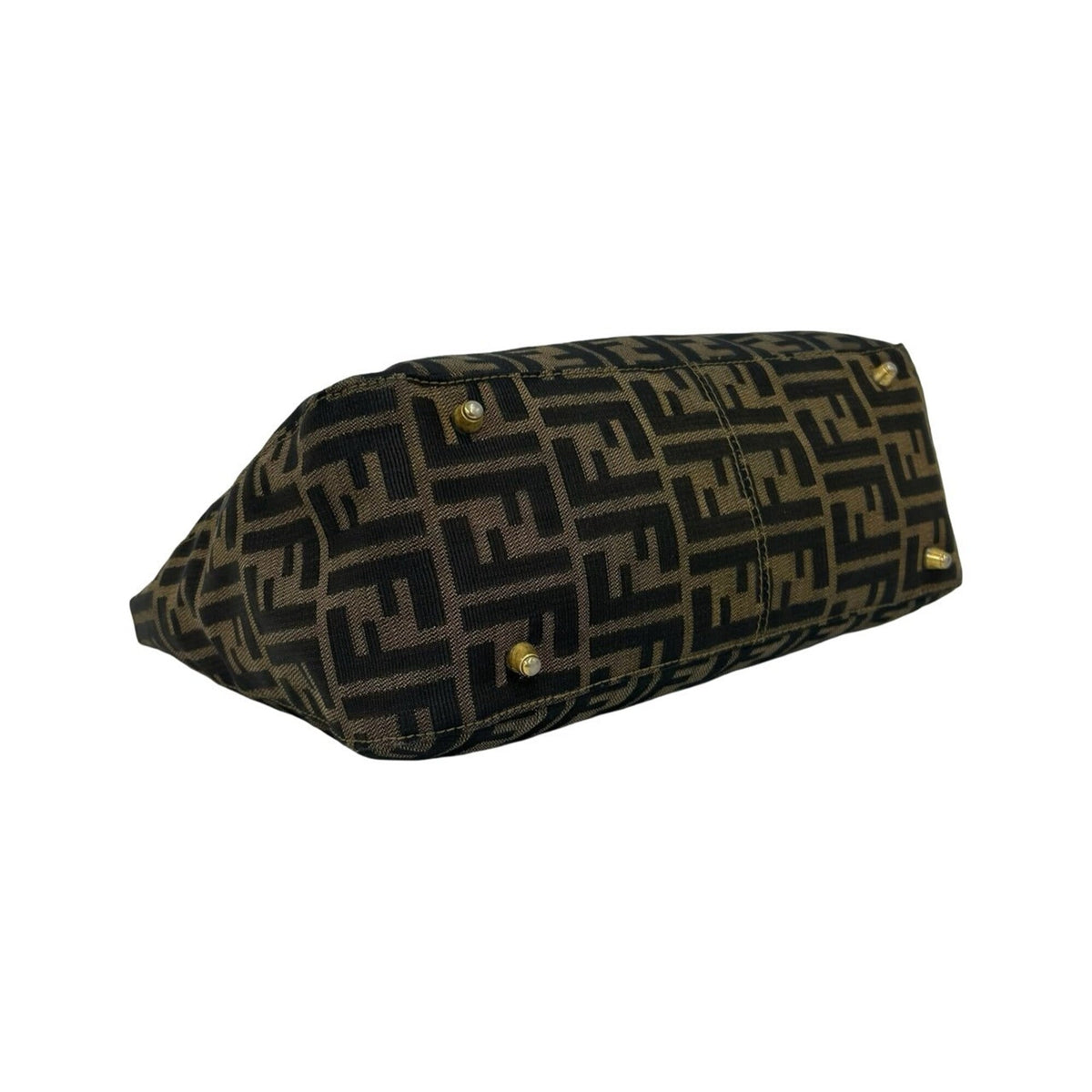 Fendi Black Brown Canvas Leather Handbag Tote Bag (Pre-Owned)
