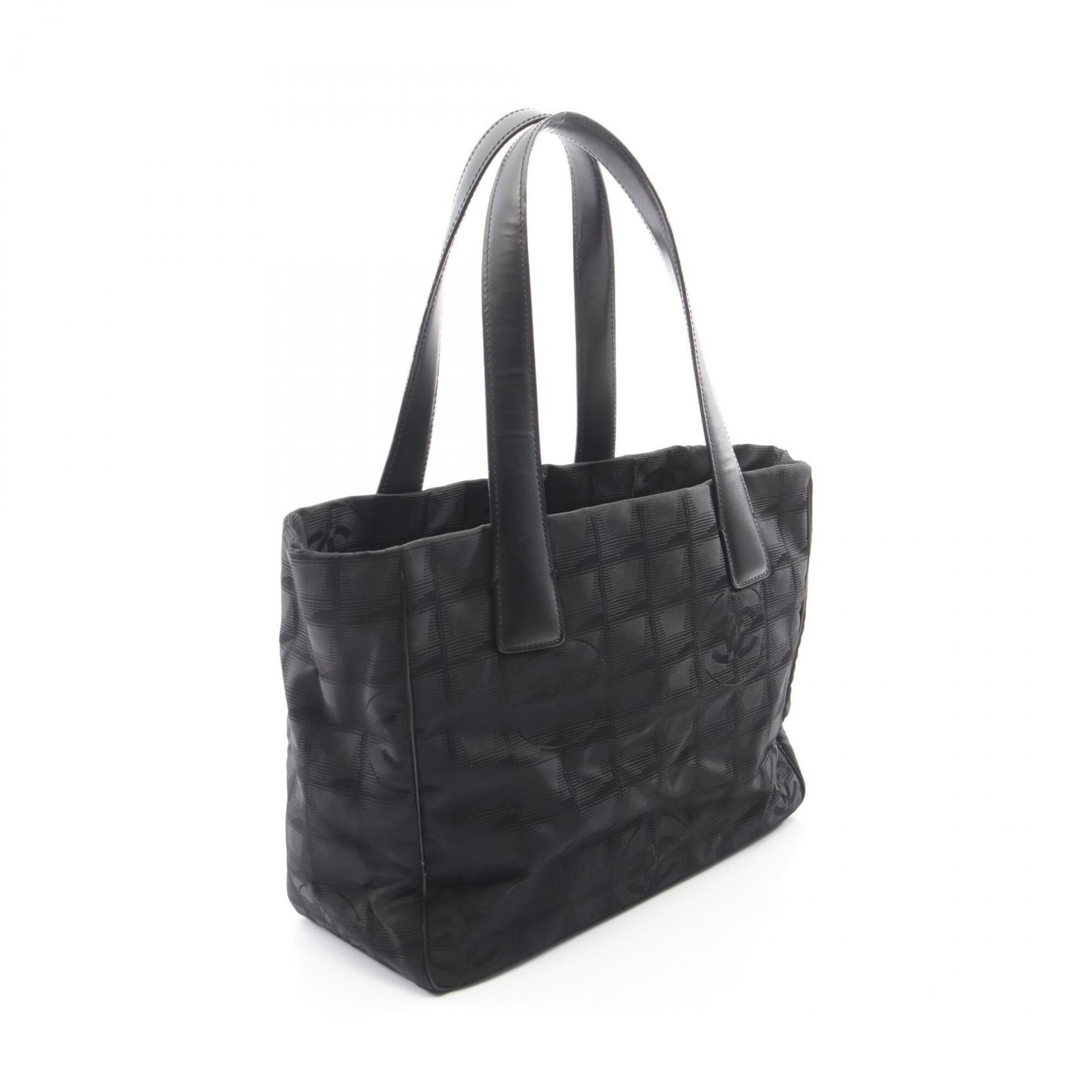 Chanel Black Nylon Canvas Leather Handbag Tote Bag (Pre-Owned)