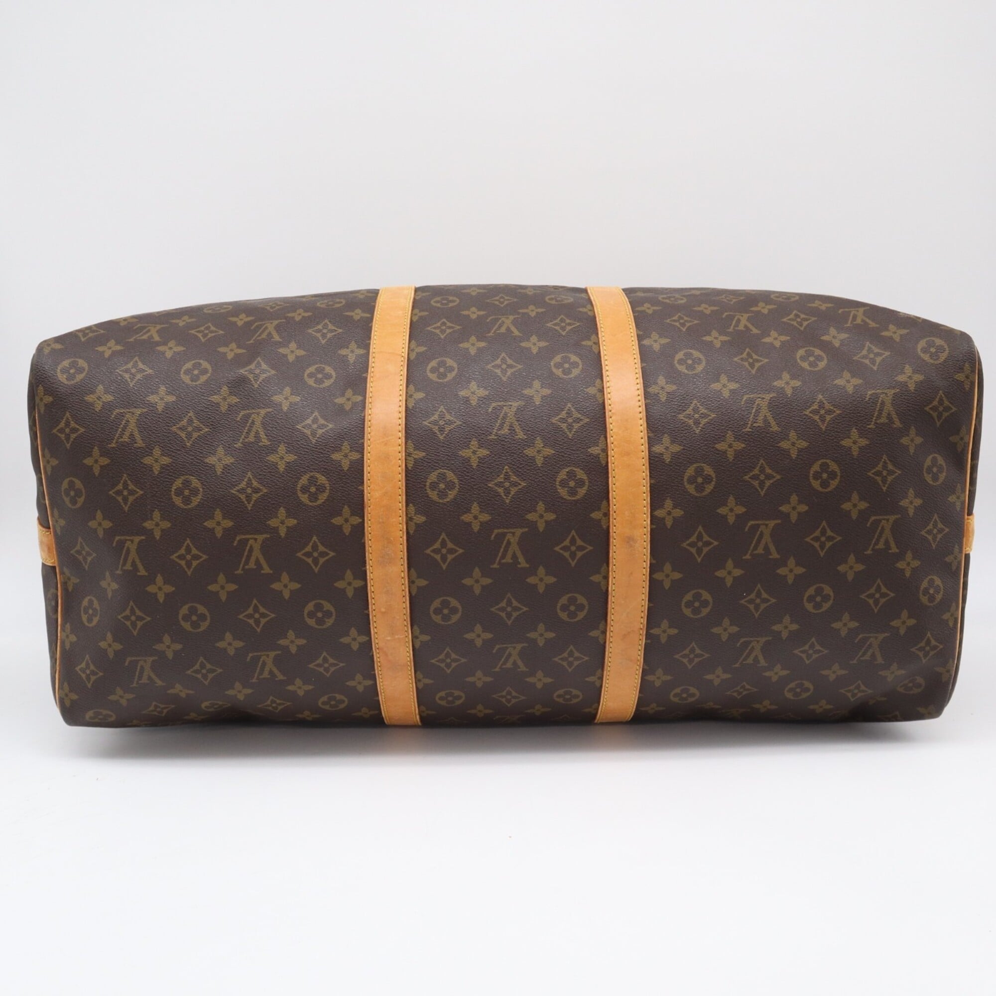 Louis Vuitton Monogram Beige Brown Coated Canvas Leather Boston Bag (Pre-Owned)