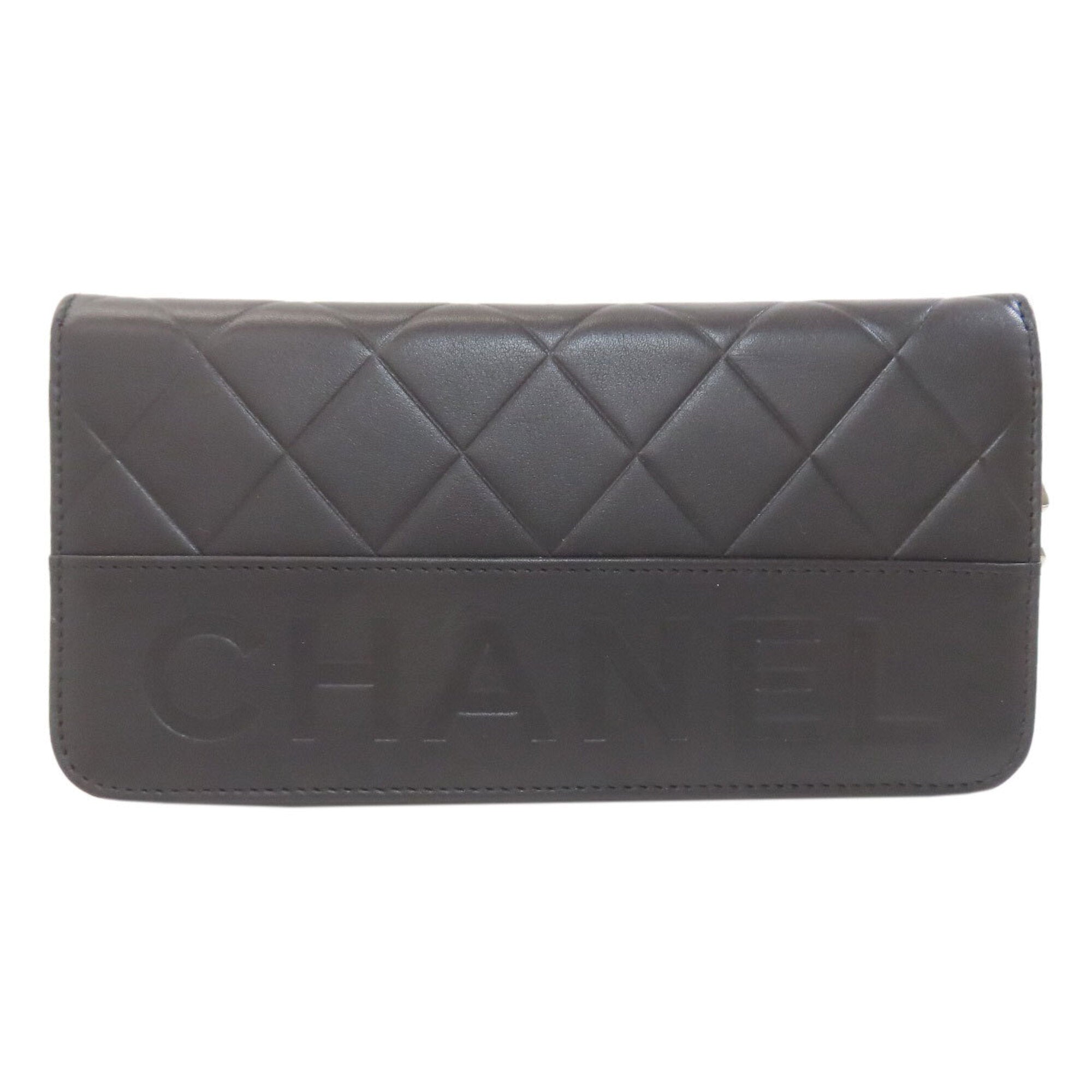 Chanel Black Leather Long Wallet (Bi-Fold) (Pre-Owned)