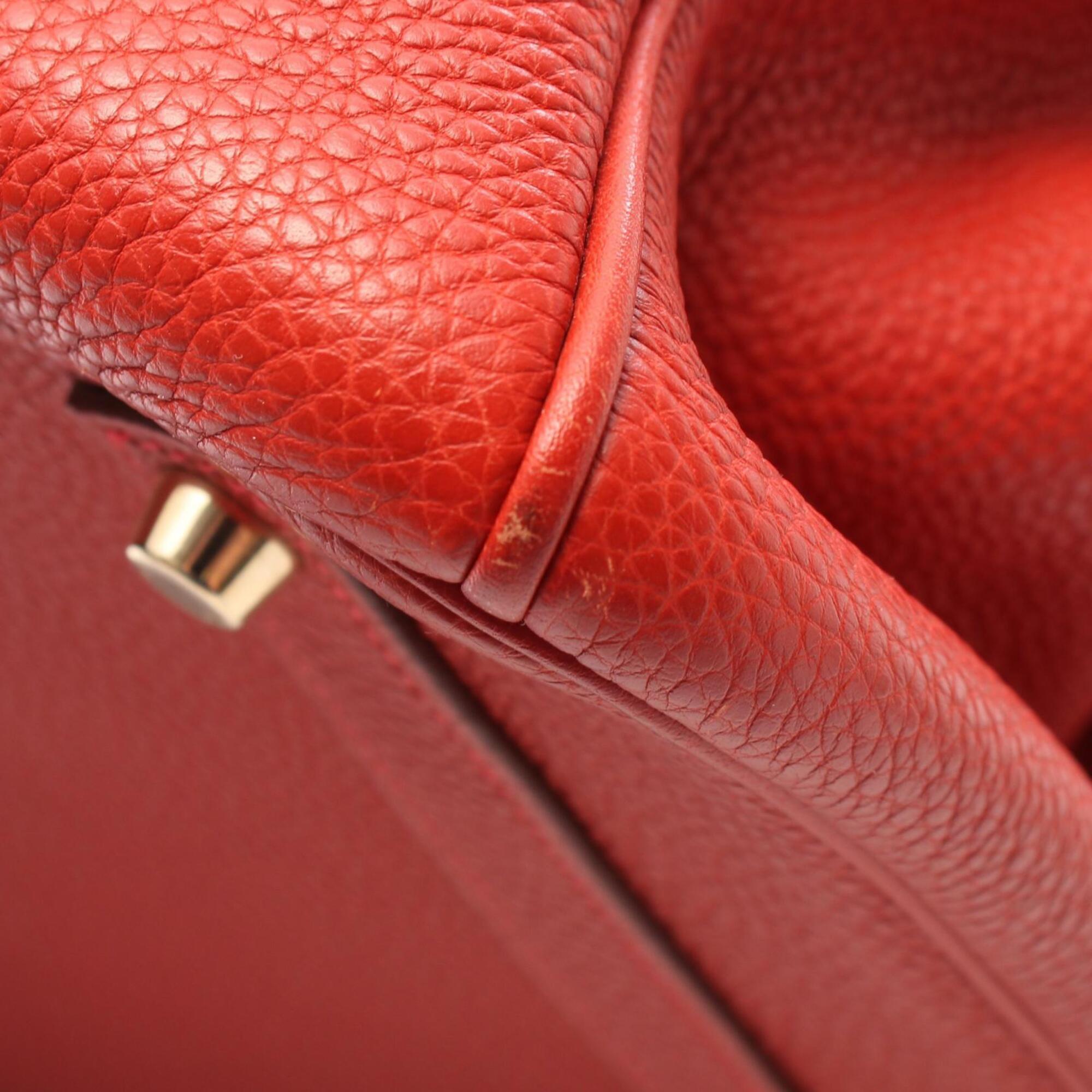 Hermes Red Color Togo Leather Leather Handbag (Pre-Owned)