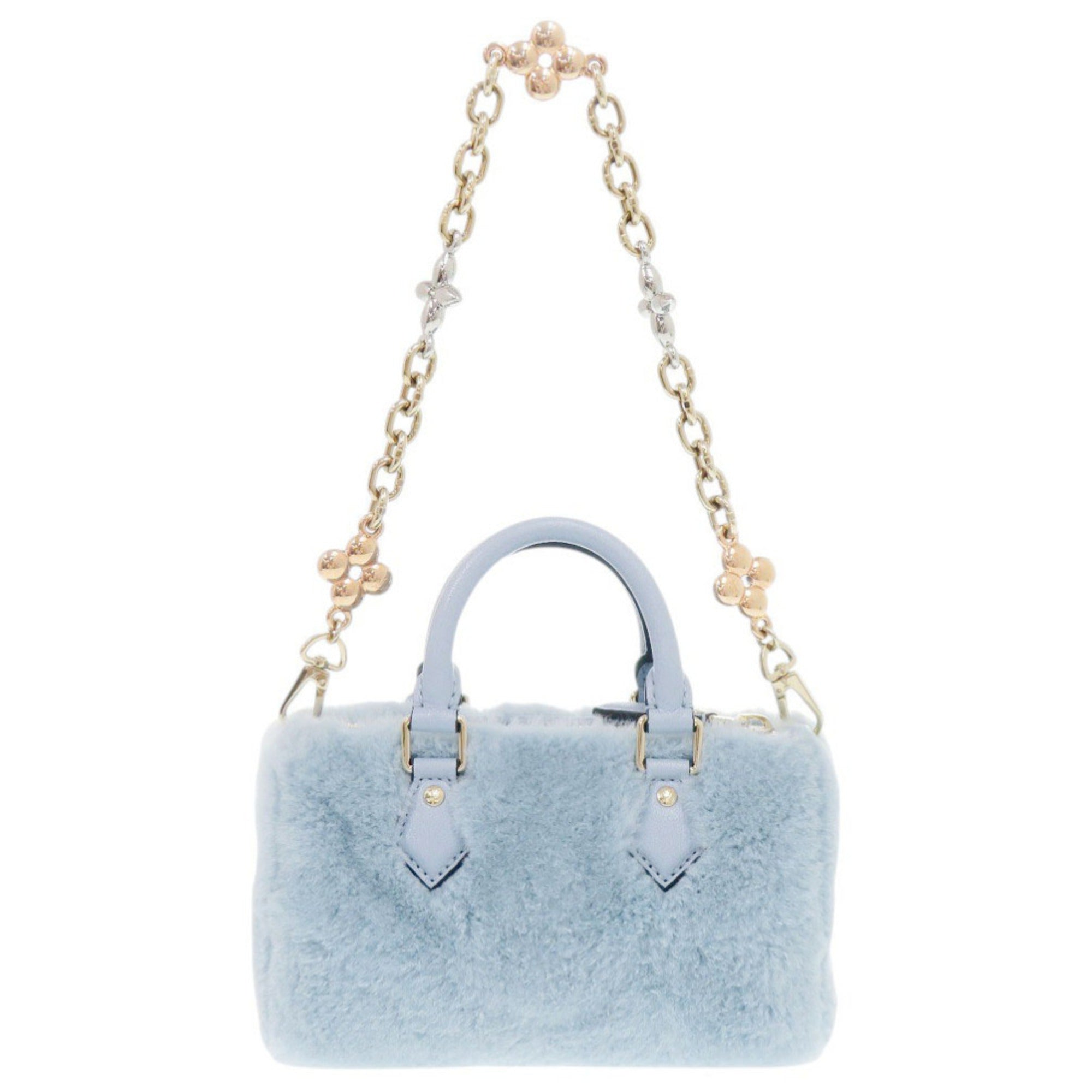 Louis Vuitton Light Blue Leather Fur Handbag (Pre-Owned)