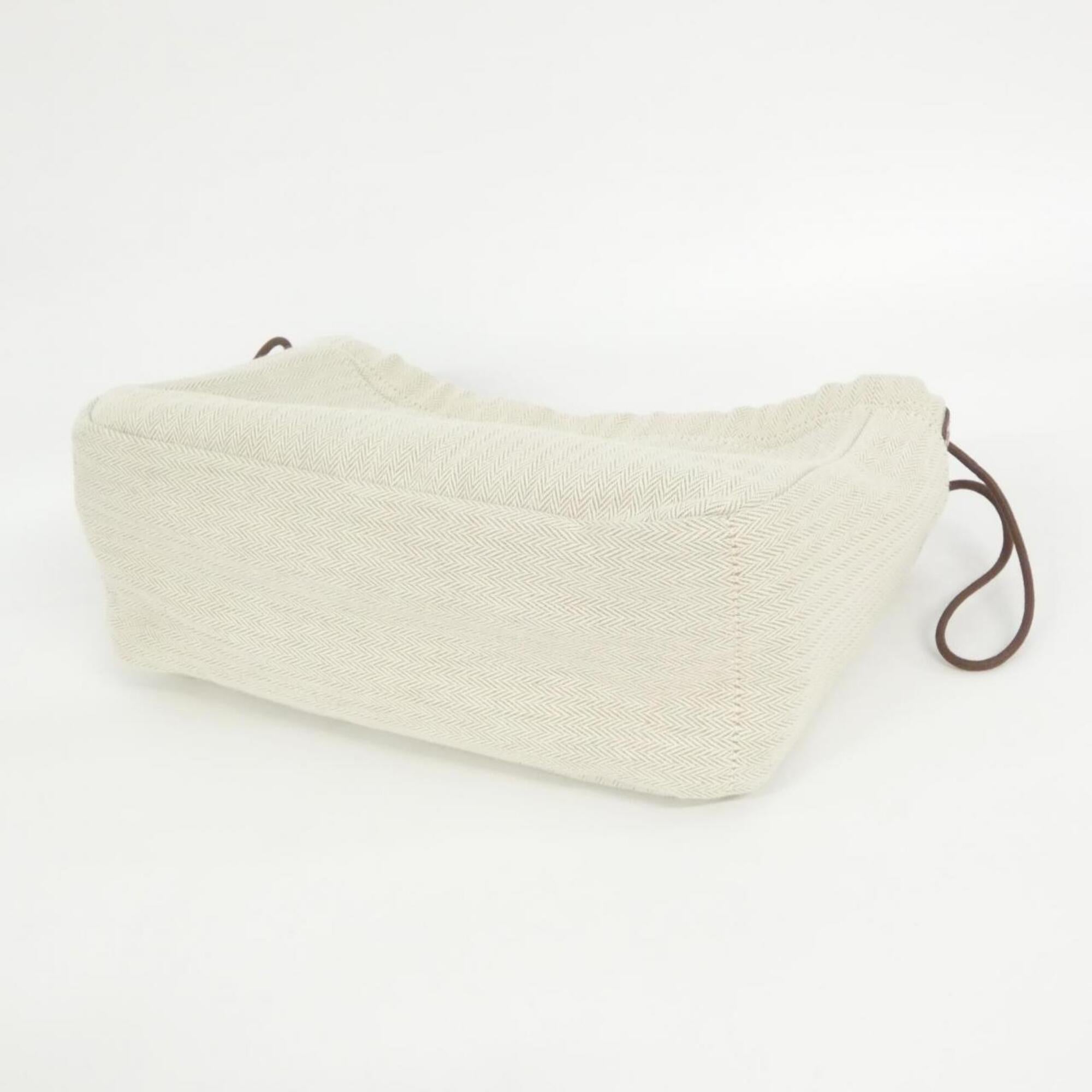 Hermes Fauve Natural Toile Chevron Barenia Leather Handbag Pouch (Pre-Owned)