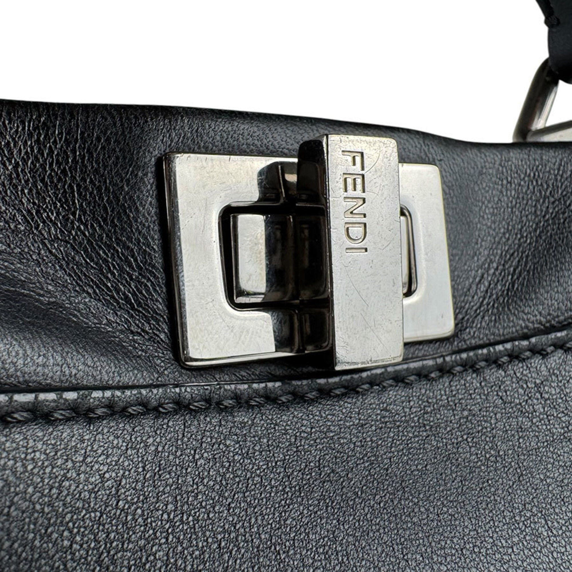 Fendi Black Leather Handbag Shoulder Bag (Pre-Owned)
