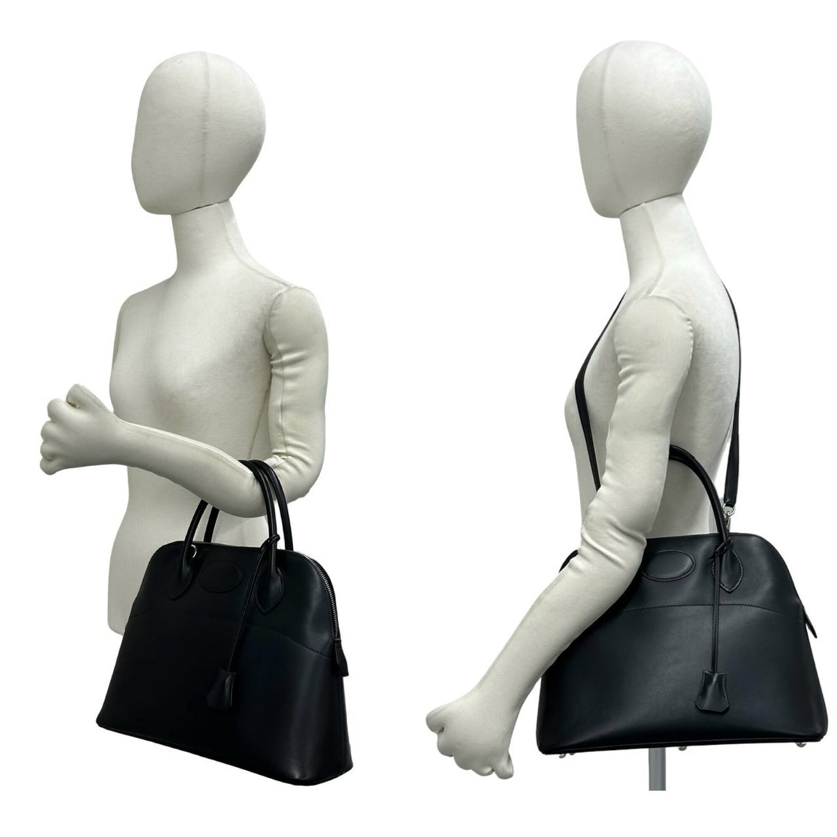 Hermes Black Box Calf Leather Handbag Shoulder Bag (Pre-Owned)