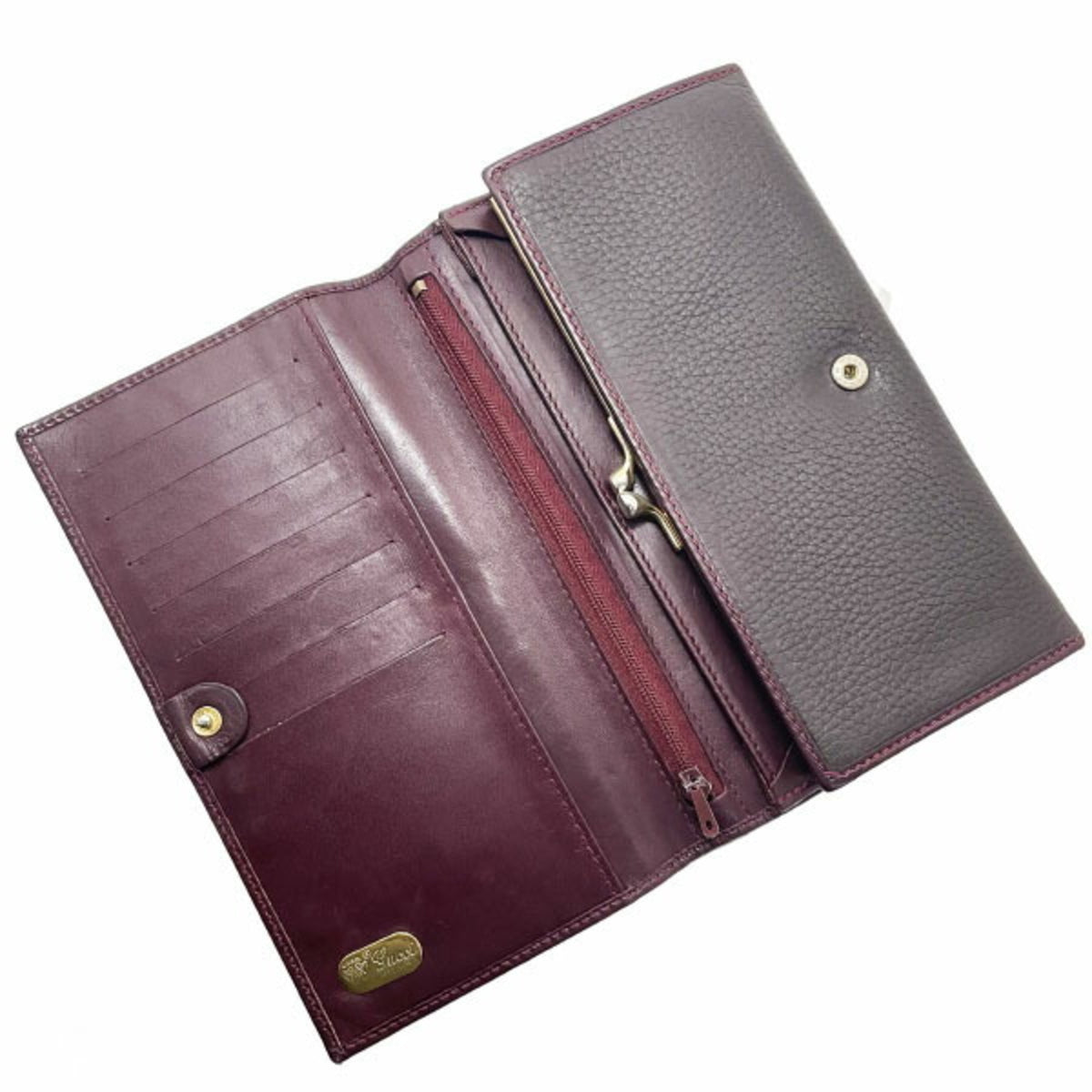 Gucci Bordeaux Leather Long Wallet (Bi-Fold) (Pre-Owned)