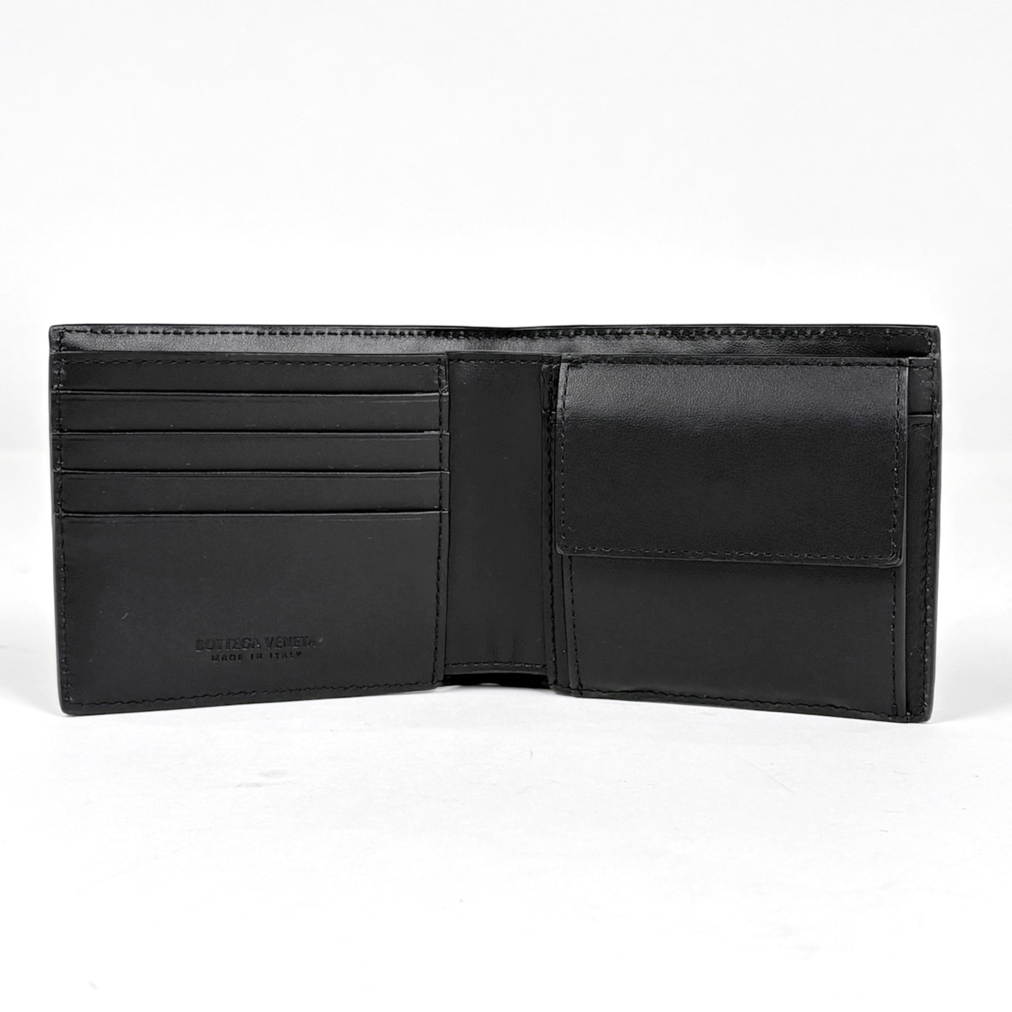 Bottega Veneta Intrecciato Black Leather Wallet (Bi-Fold) (Pre-Owned)