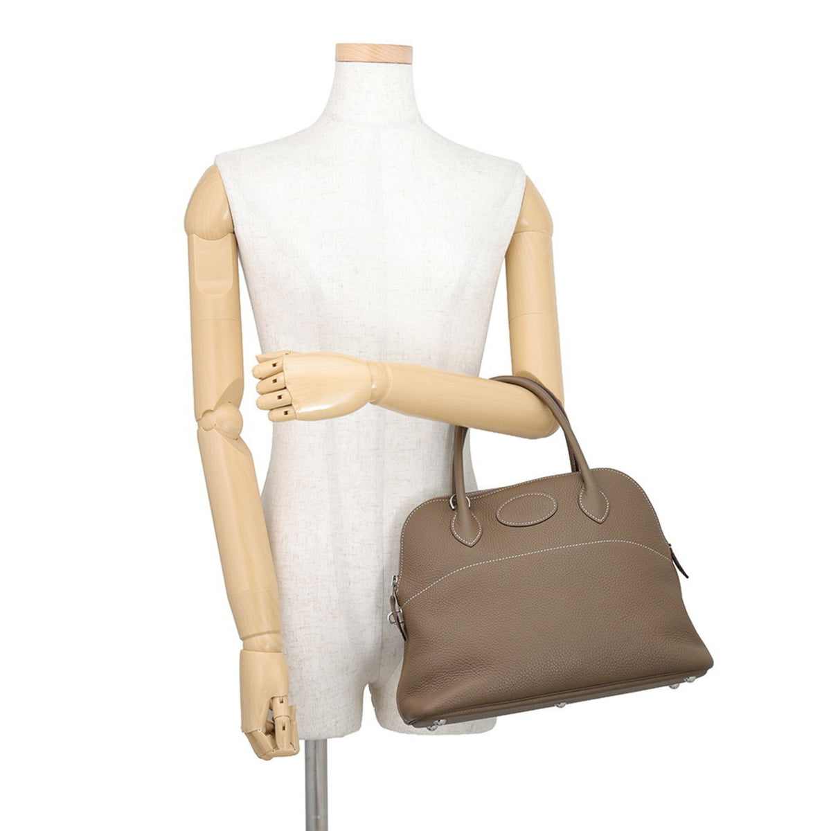 Hermes Etoupe Gray Taurillon Clemence Leather Handbag Shoulder Bag (Pre-Owned)