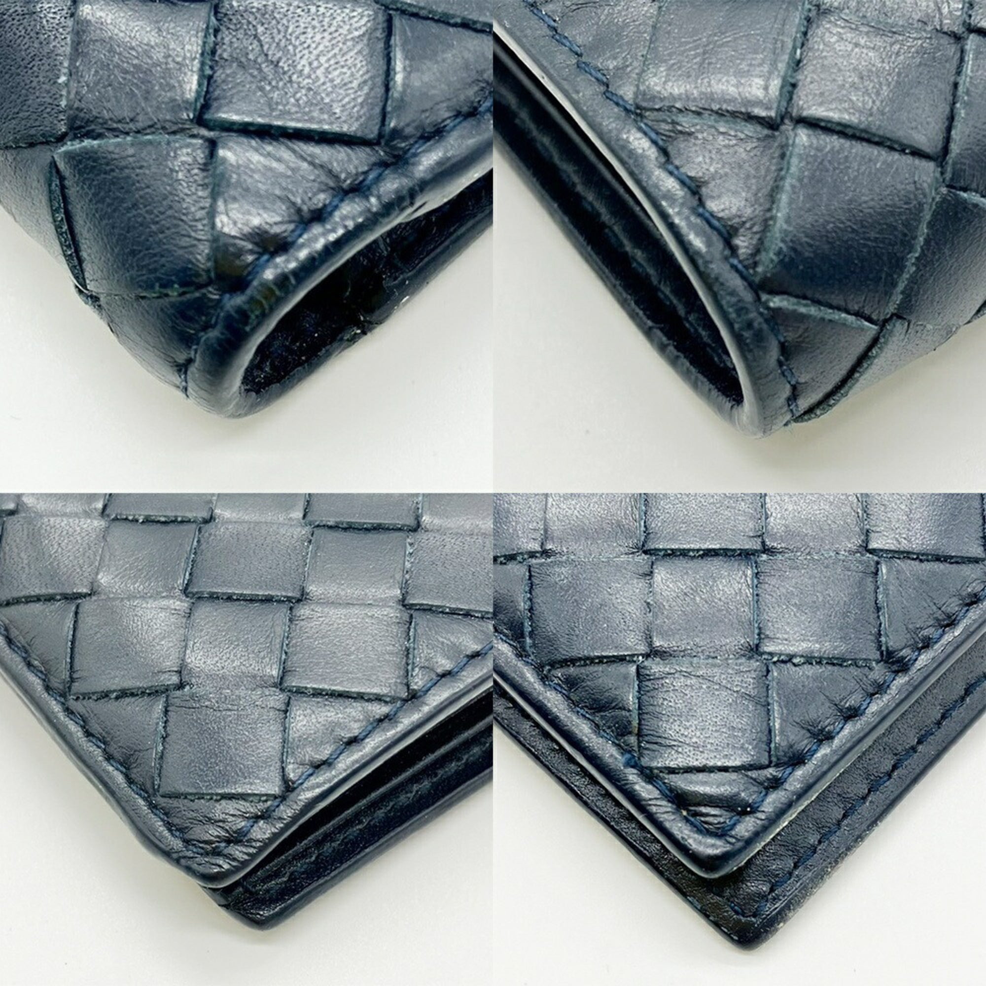 Bottega Veneta Navy Leather Wallet (Bi-Fold) (Pre-Owned)