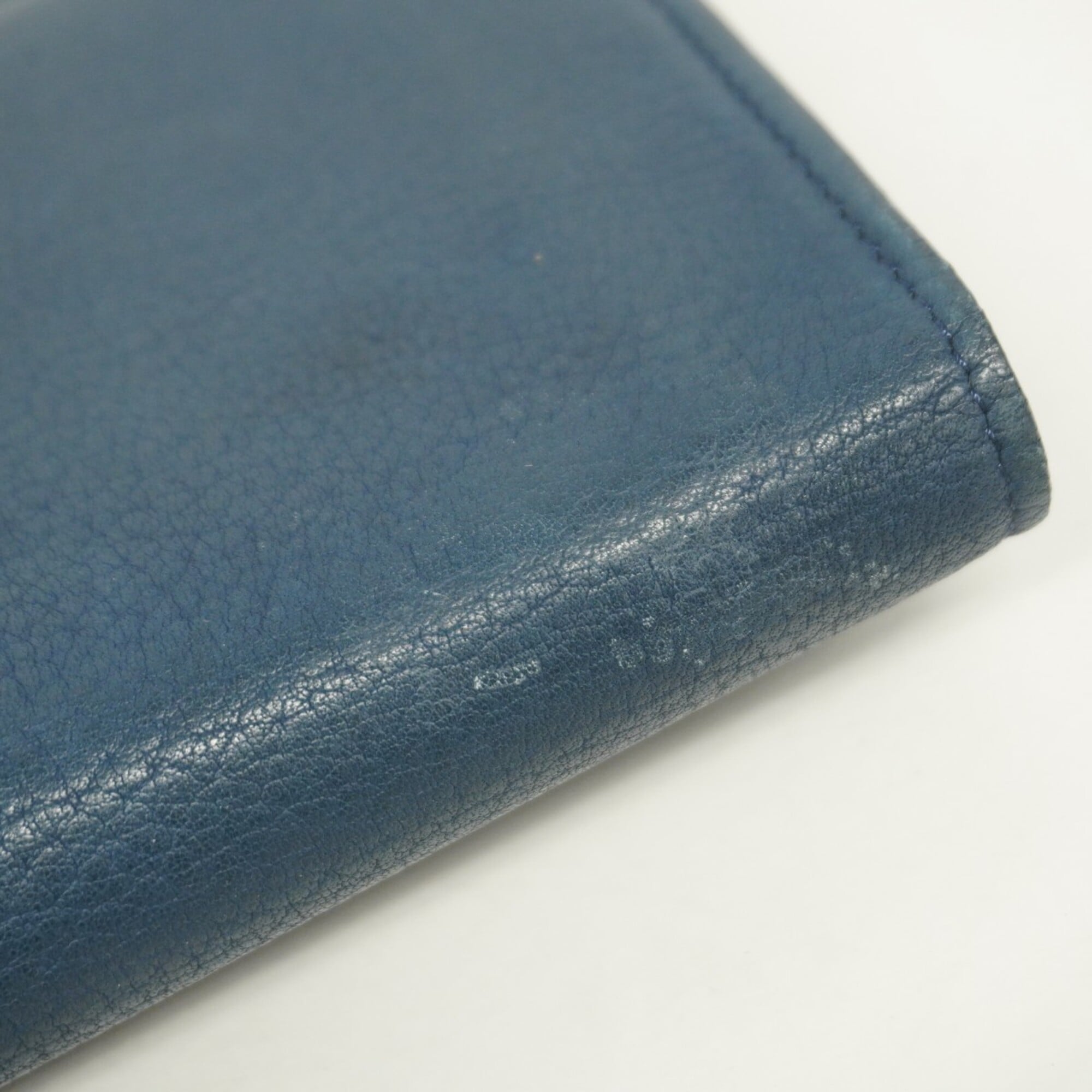 Chanel Blue Leather Long Wallet (Bi-Fold) (Pre-Owned)