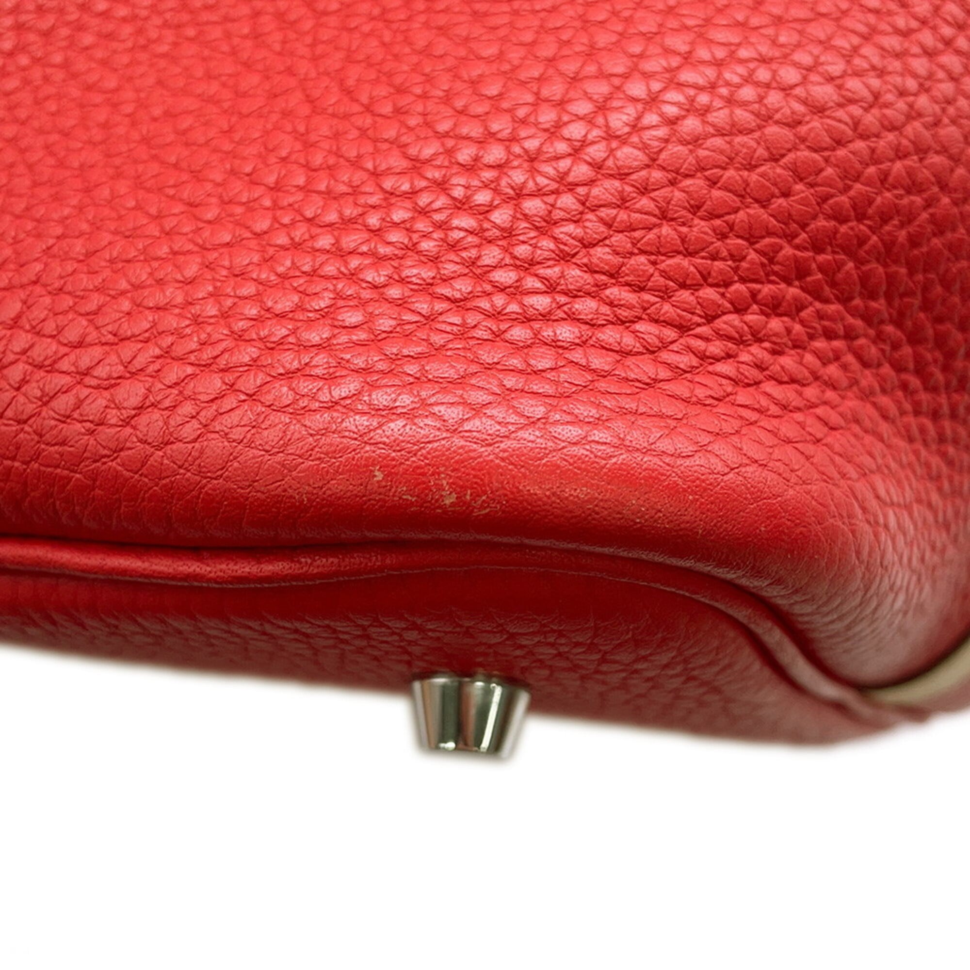 Hermes Red Color Rose Eglantine Taurillon Clemence Leather Swift Leather Handbag (Pre-Owned)