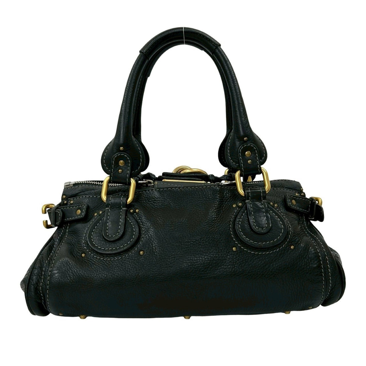 Chloé Black Leather Boston Bag Handbag Shoulder Bag (Pre-Owned)
