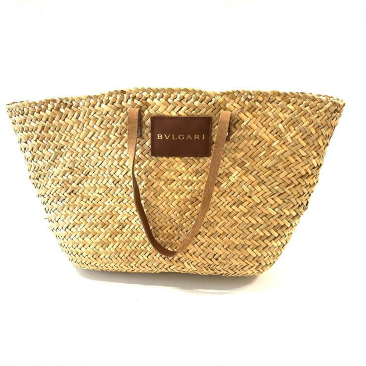 Bvlgari Brown Raffia Leather Tote Bag (Pre-Owned)