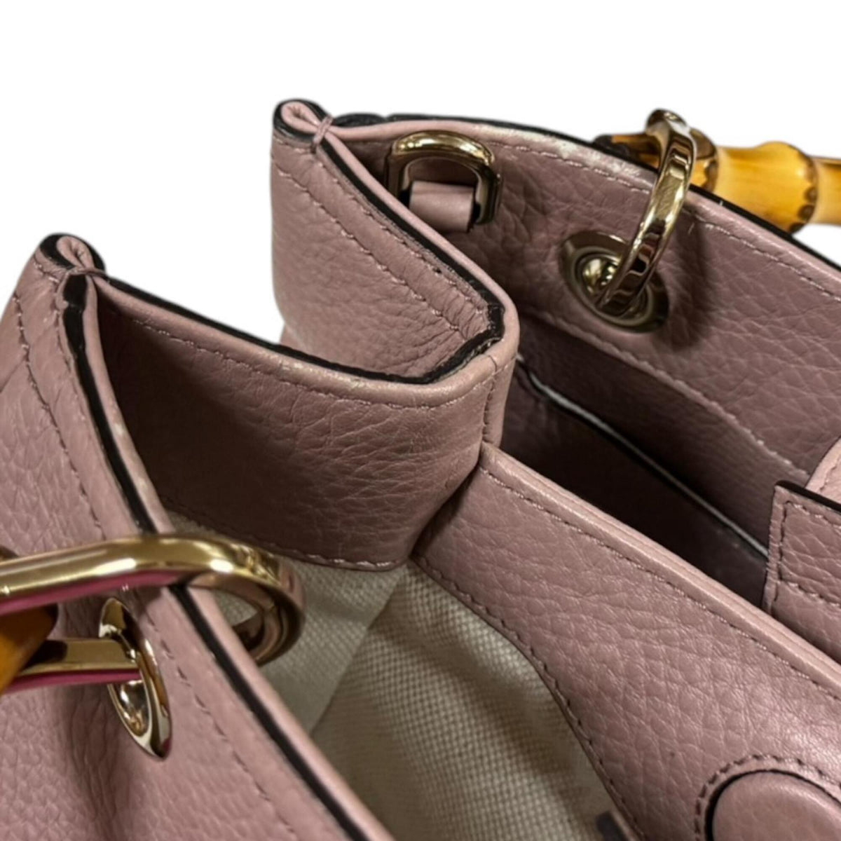 Gucci Pink Bamboo Handbag Shoulder Bag (Pre-Owned)