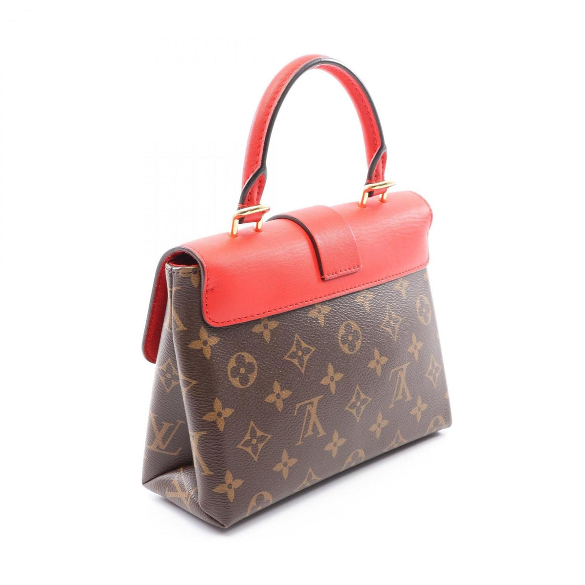 Louis Vuitton Brown Red Color Coated Canvas Leather Handbag (Pre-Owned)