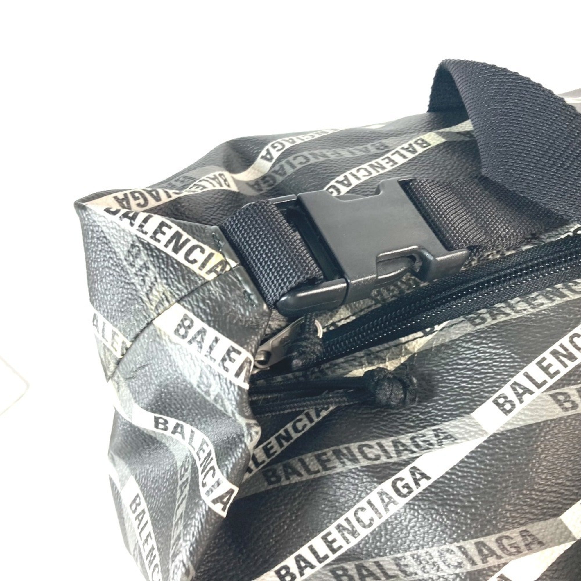 Balenciaga Black Gray Leather Pvc Boston Bag Shoulder Bag (Pre-Owned)