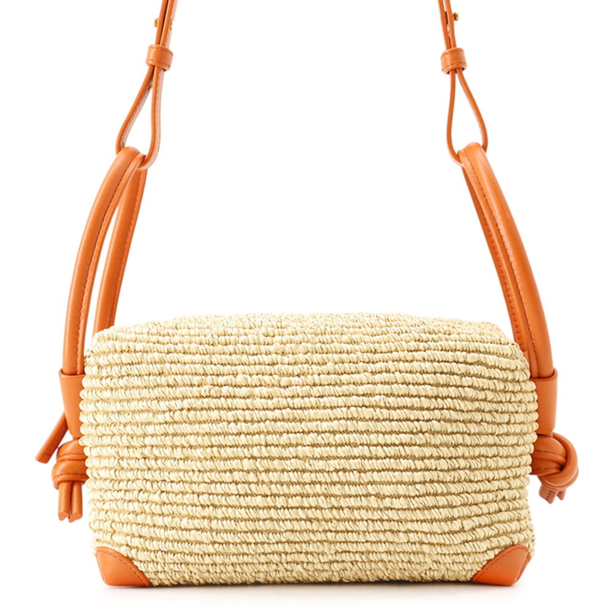 Bottega Veneta Brown Raffia Leather Handbag (Pre-Owned)