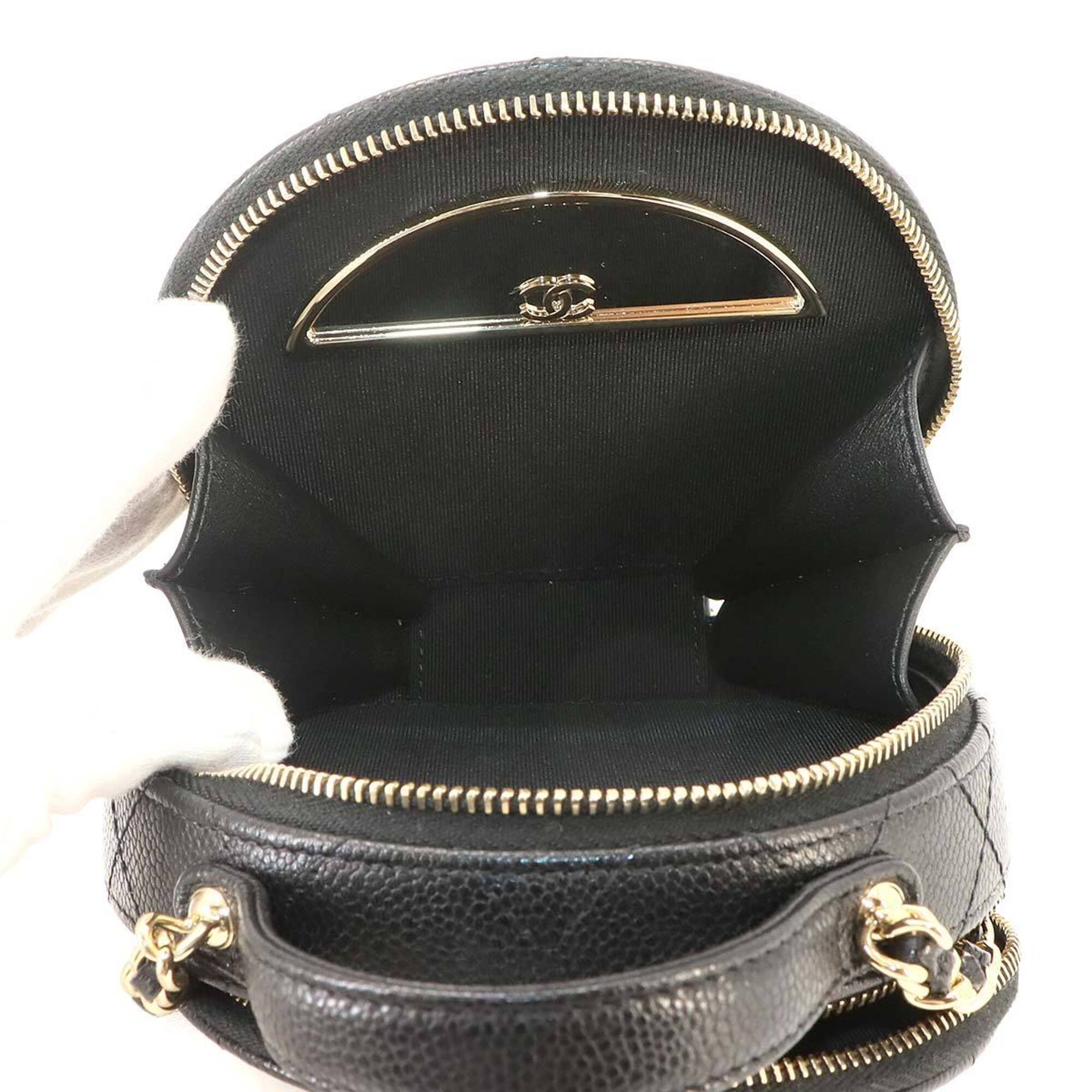 Chanel Matelasse Black Grained Calfskin Shoulder Bag Vanity Bag (Pre-Owned)