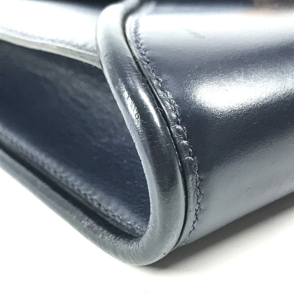 Hermes Navy Leather Shoulder Bag Tote Bag (Pre-Owned)