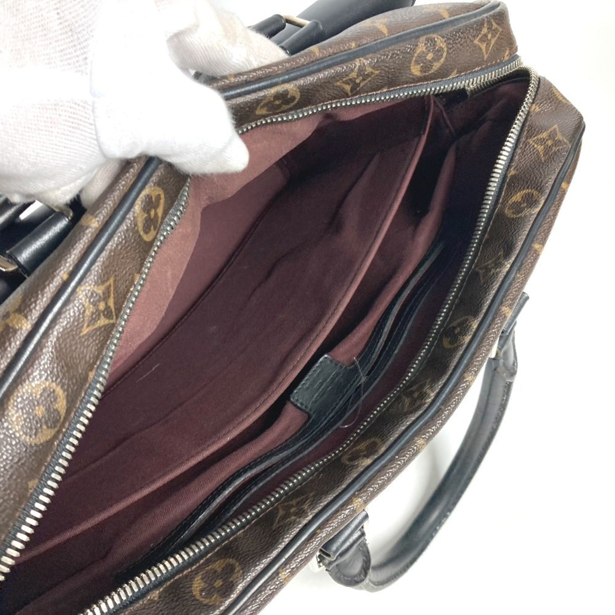 Louis Vuitton Black Brown Monogram Canvas Briefcase Shoulder Bag (Pre-Owned)