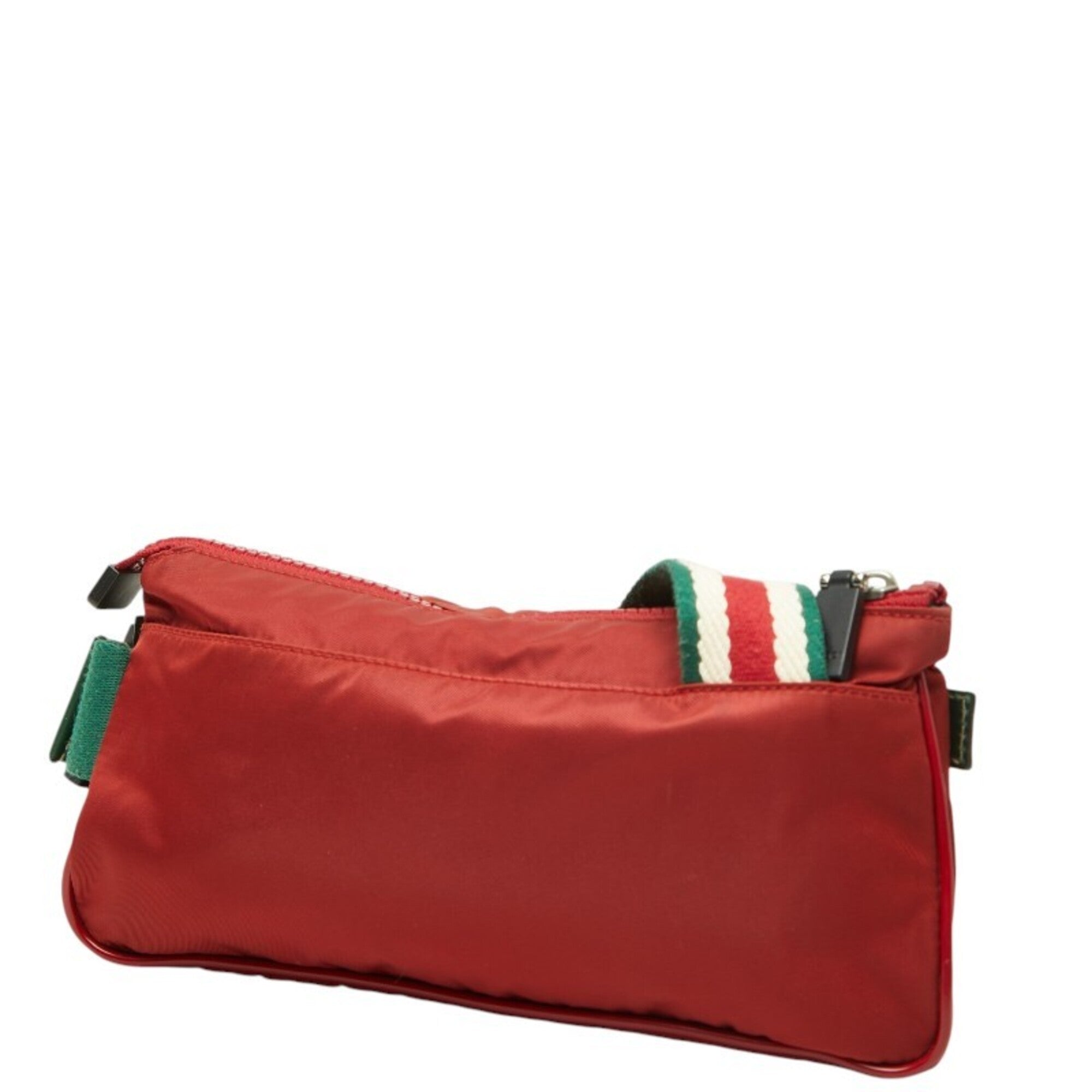 Gucci Green Red Color Nylon Shoulder Bag Sling Bag (Pre-Owned)