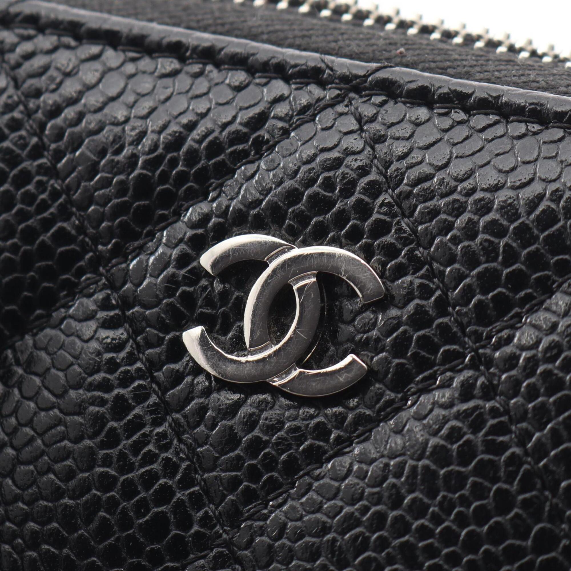 Chanel Black Grained Calfskin Coin Purse/Coin Case (Pre-Owned)