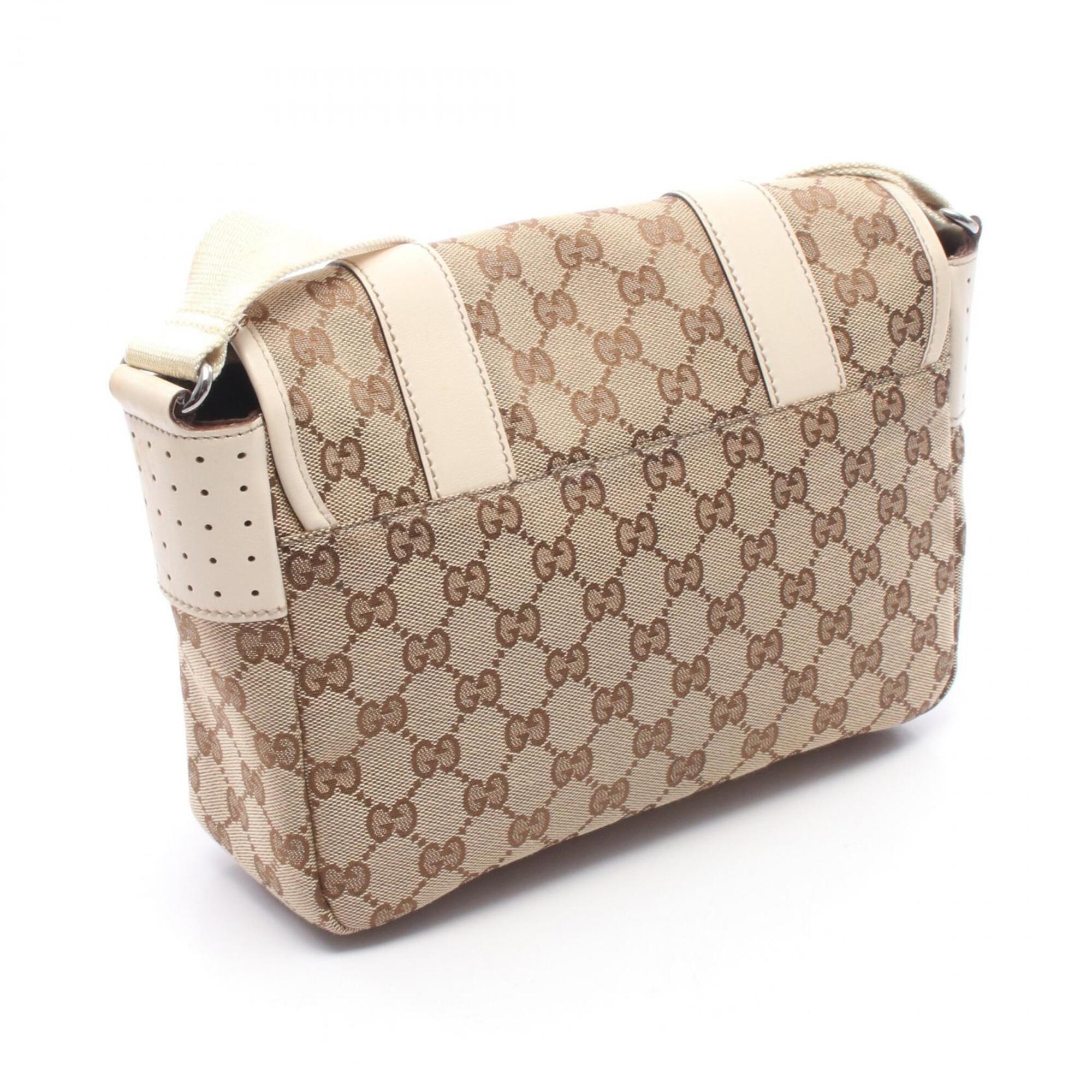 Gucci Gg Imprimé Beige Brown Ivory Gg Canvas Leather Handbag Shoulder Bag (Pre-Owned)