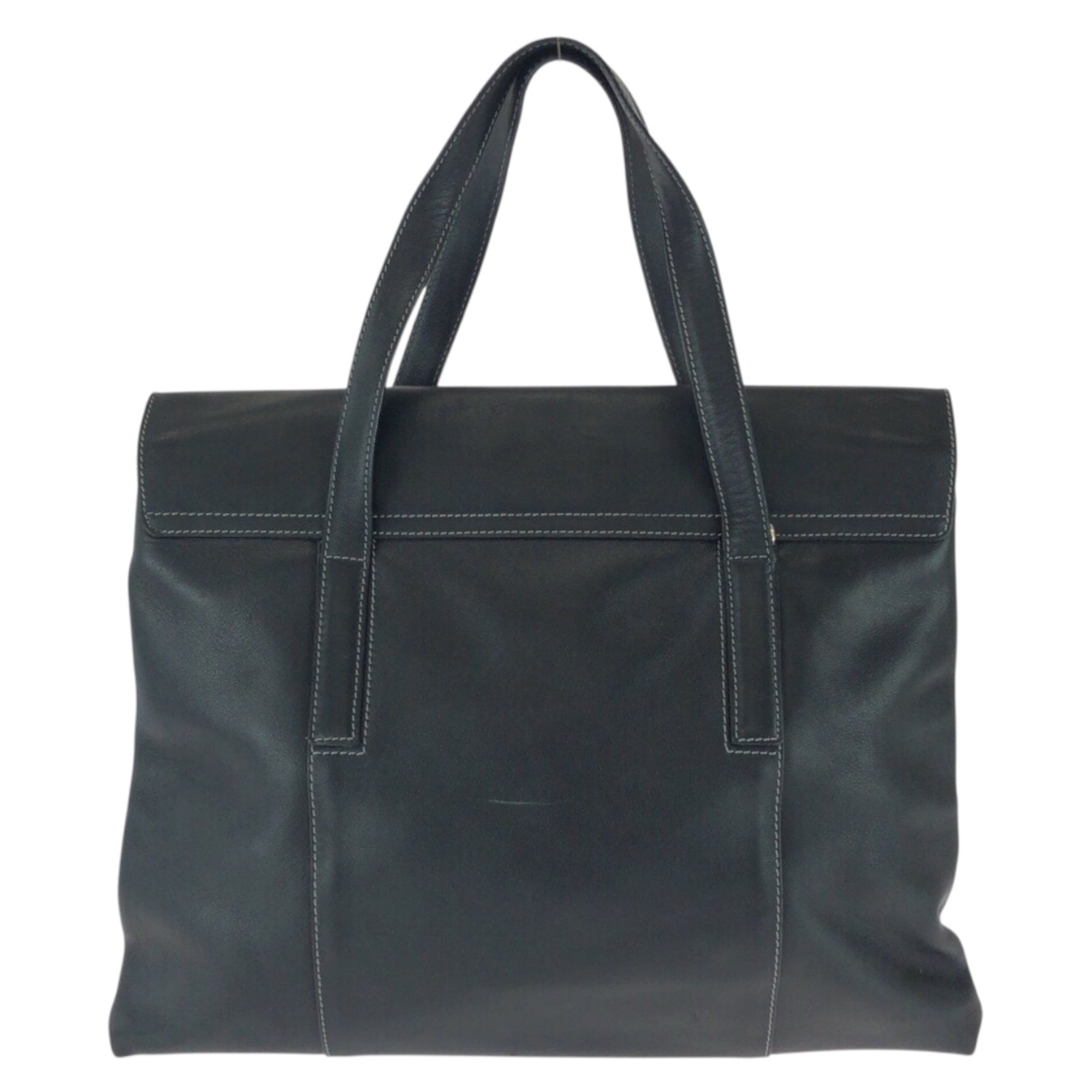 Bvlgari Black Leather Shoulder Bag Tote Bag (Pre-Owned)