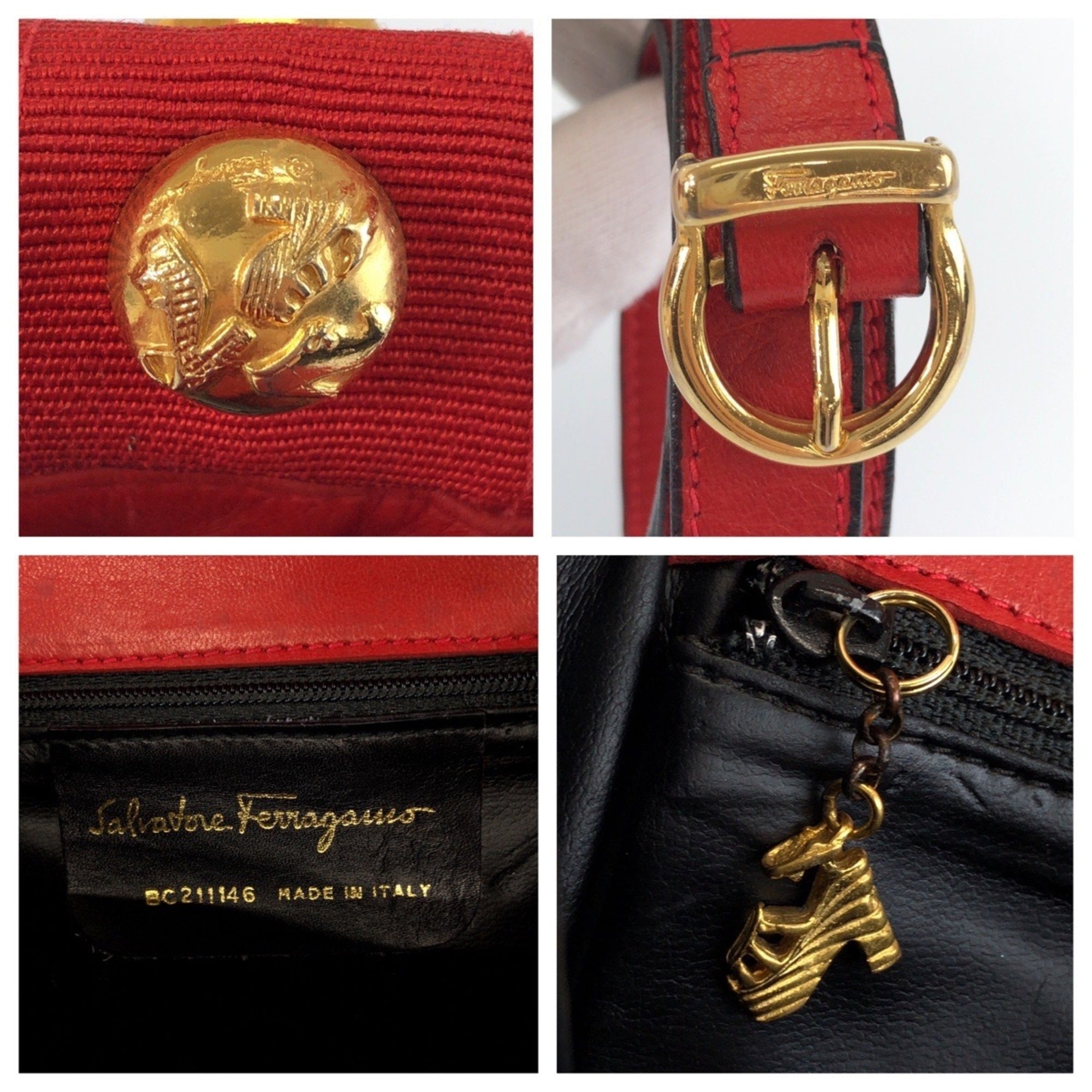 Salvatore Ferragamo Red Color Handbag Shoulder Bag (Pre-Owned)