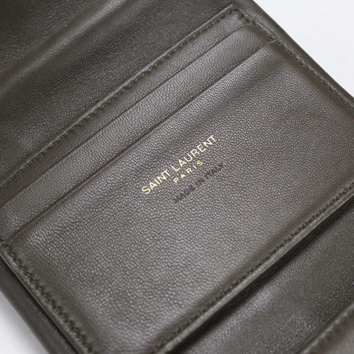 Saint Laurent Gray Leather Wallet (Tri-Fold) (Pre-Owned)